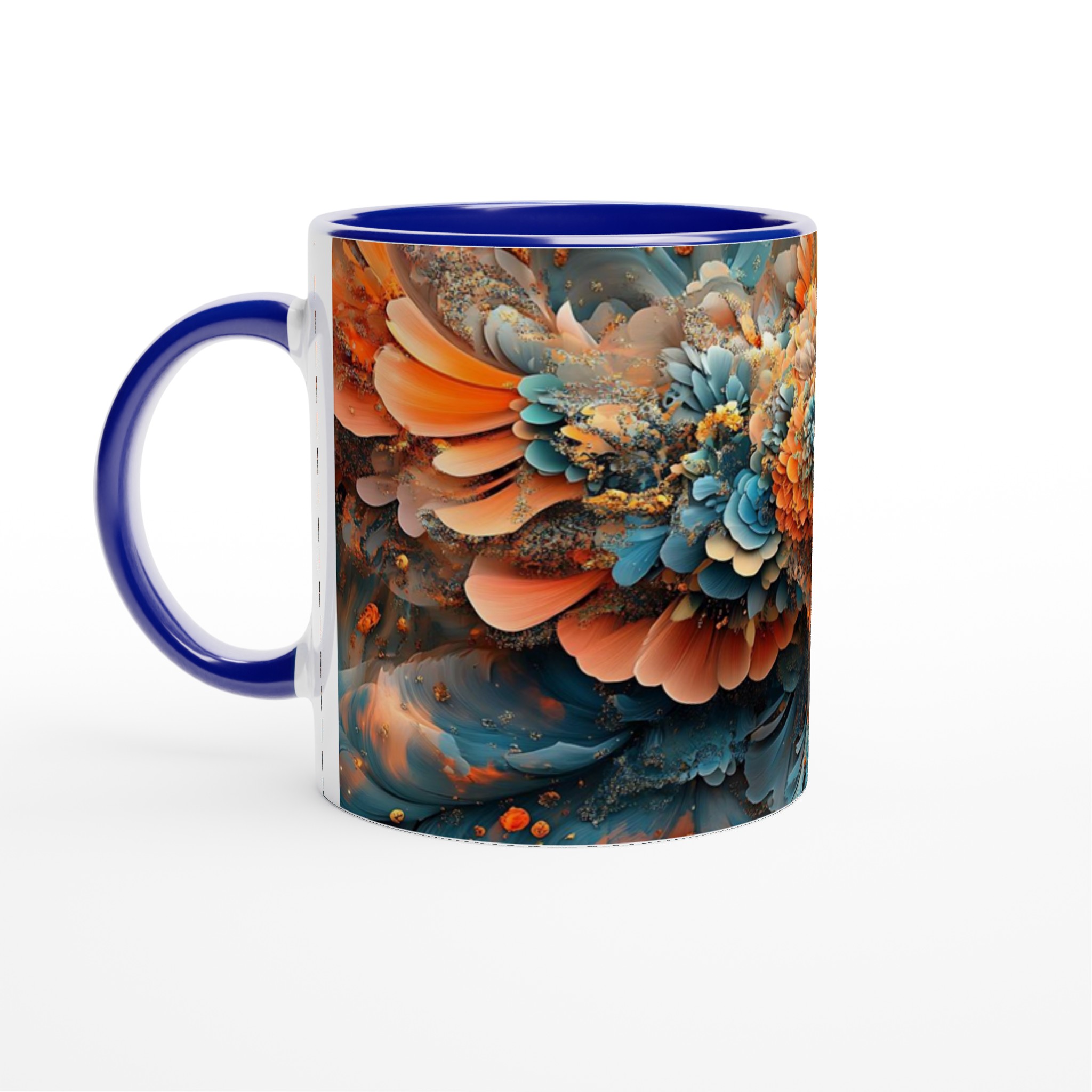 Abstrakt Mandala Konst Mugg – 11oz Keramisk Kaffekopp med Levande Apelsin och Teal Design 2 0353c866-4cb4-4d79-9c91-e5e93a859da1
