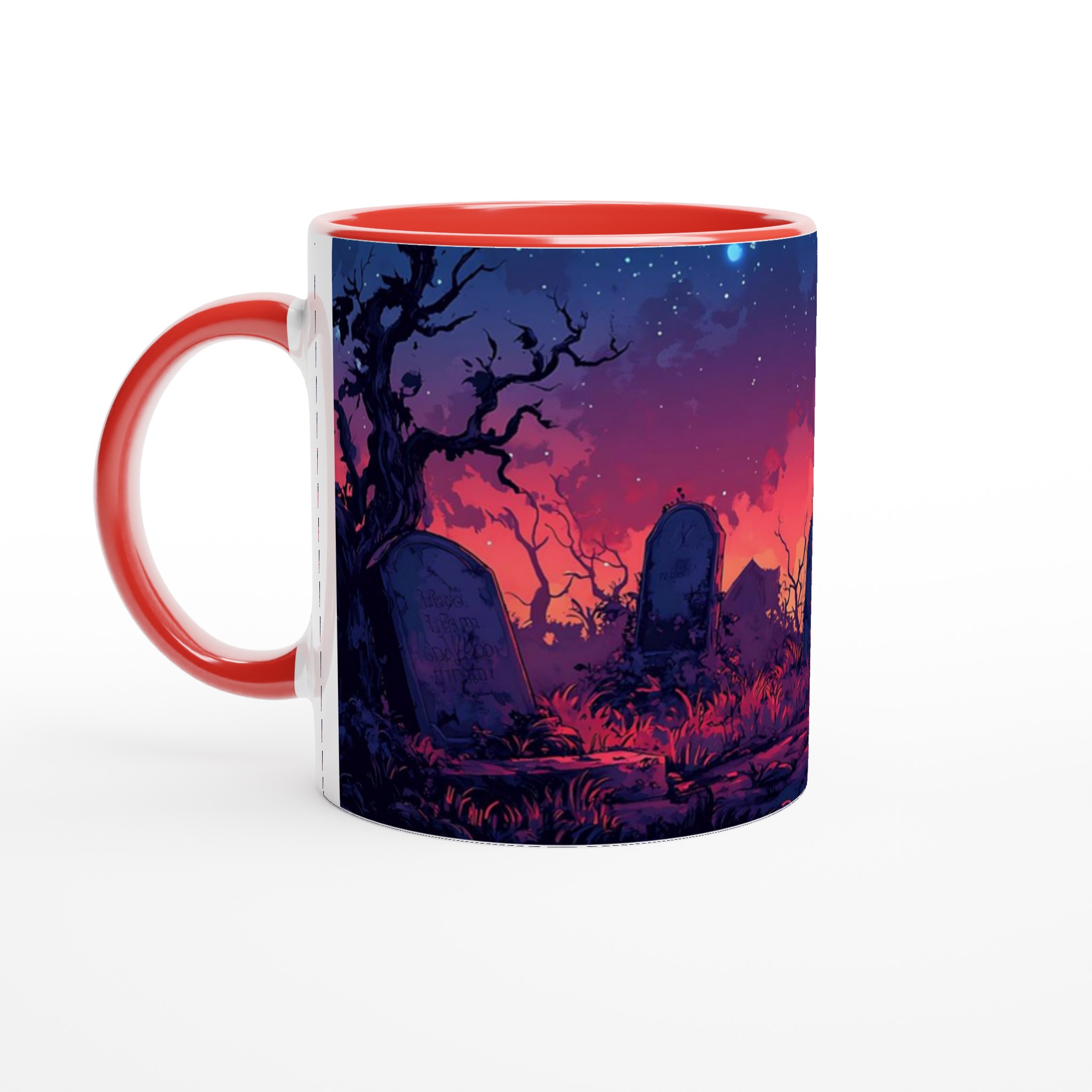 Spöklik Kyrkogård vid Skymningen 11oz Keramisk Mugg – Drömsk Gotisk Design i Ditt Val av Färger 5 03784c8d-d98b-4325-bd32-d88ed3f3e7e9