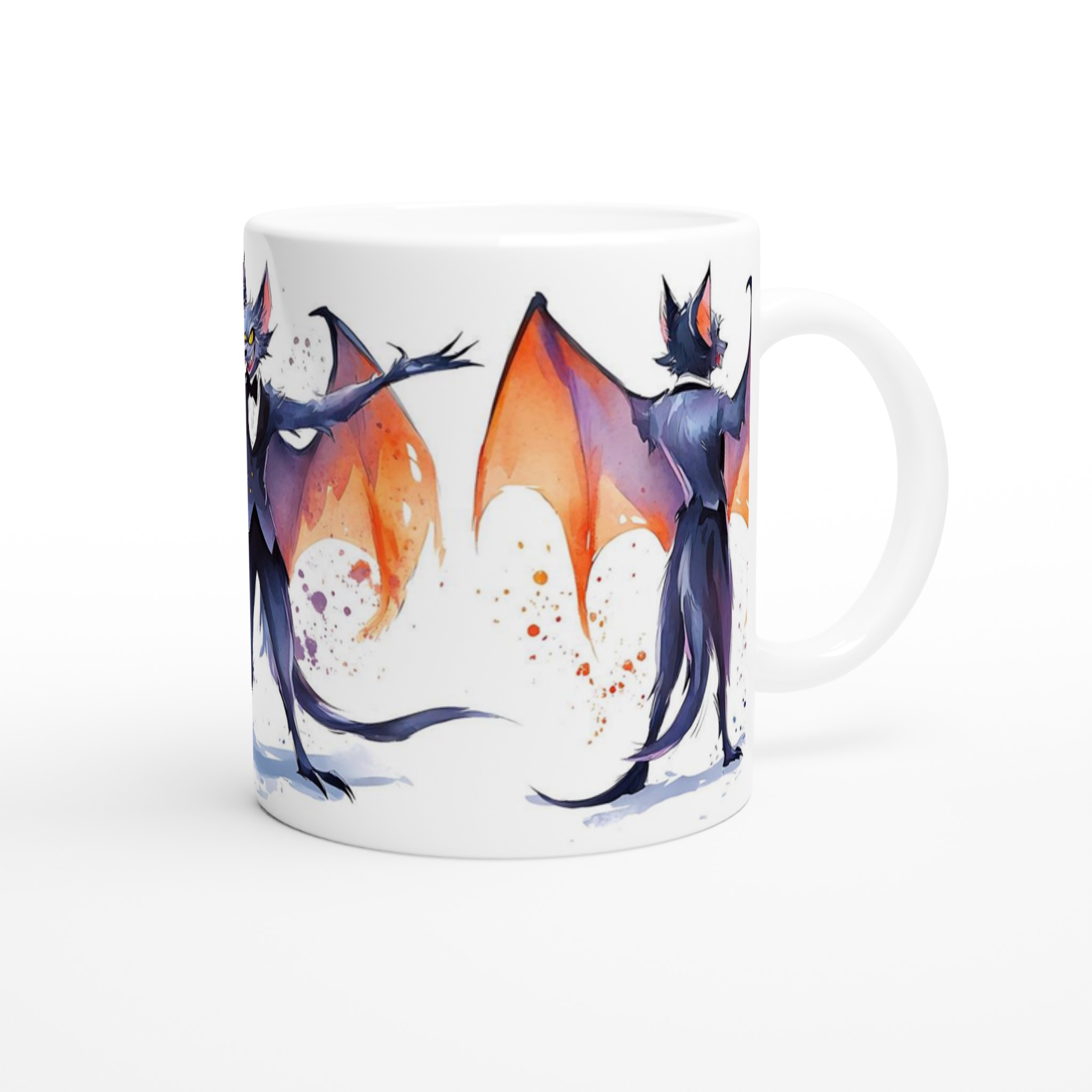 Mystisk Fladdermus Akvarell Mugg - Unikt Tryck med Vibrerande Färger | 11oz Keramisk Kaffekopp 9 037bb7ed-25c5-4b75-814b-fa6454d51e83