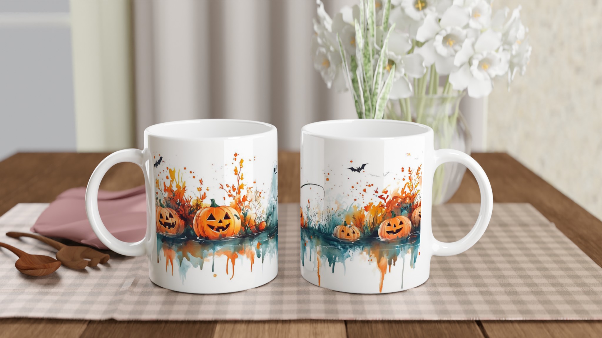 Bus eller godis? Spöket och Pumpan 11oz Keramisk Mugg – Färgglad Halloween Akvarell 10 03892c98-f2a4-4c70-a382-9f6398b18262