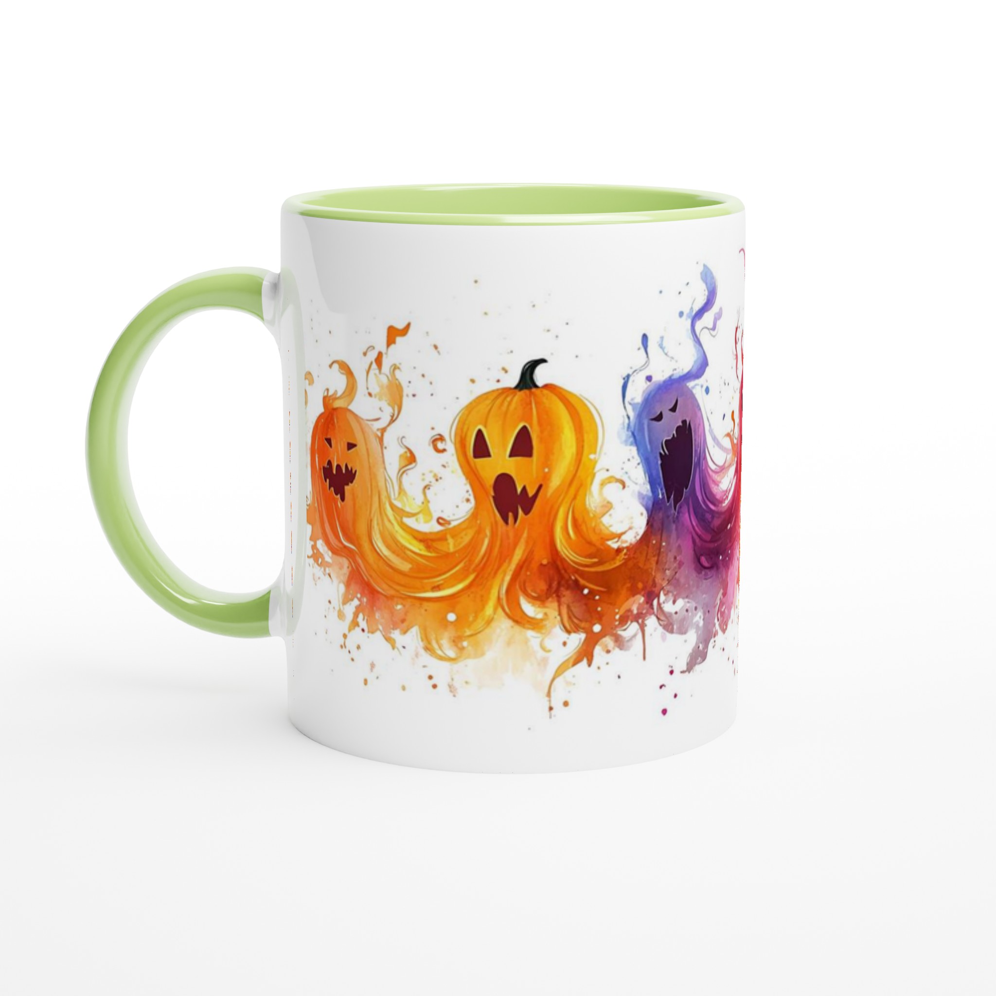 Halloweenspöken i akvarell – Färgstark 11oz keramikmugg för kaffe och te 7 03c46fc4-8178-47d3-bb55-8b0b8decdaf4