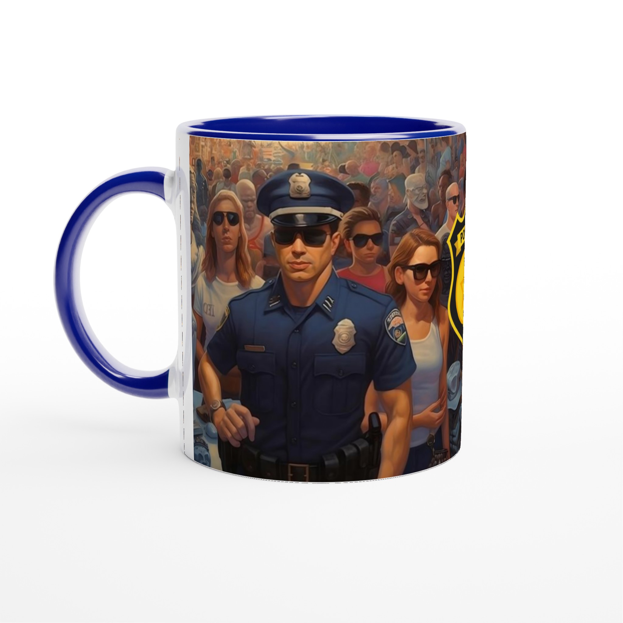 Vit 11oz keramisk mugg med djärvt polismotiv – välj mellan 7 färgstarka keramiska nyanser 2 03f556e2-1a67-4d6a-98b0-5af8201e8bdc