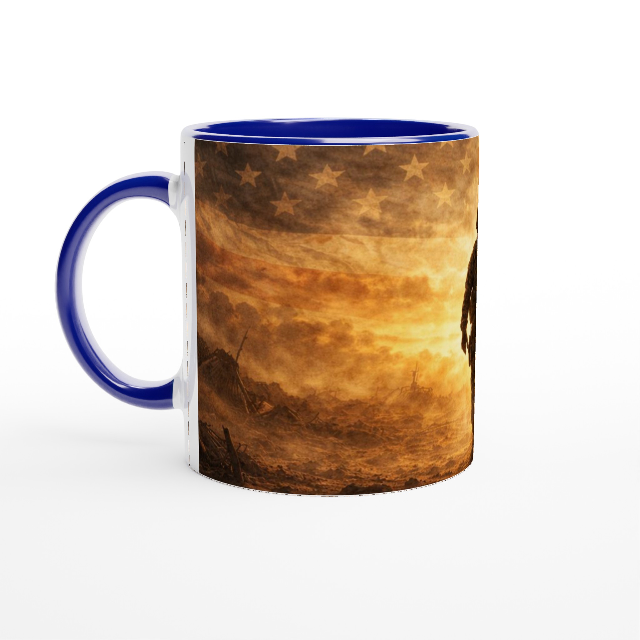 Vit 11oz keramisk mugg med patriotiskt amerikanskt soldatmotiv i flera färgalternativ 2 03f6e6ee-d392-4338-a72d-544ac2936597