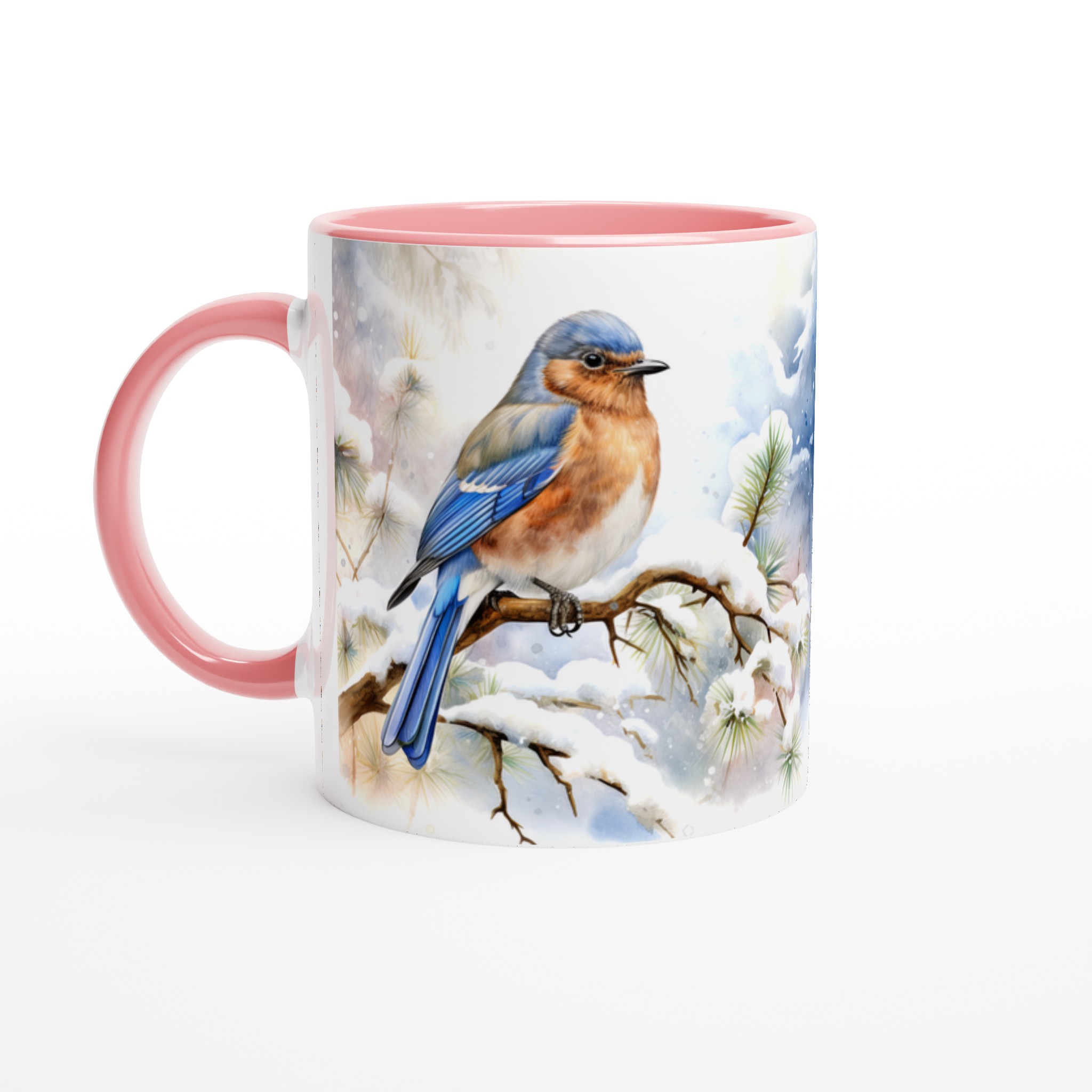 Vinterfågel Keramikmugg - Blåfågel på Snöig Gren, 11 oz Premium Designmugg i Väljbar Färg 6 03f759d1-7388-4dc5-a772-76a4547be371