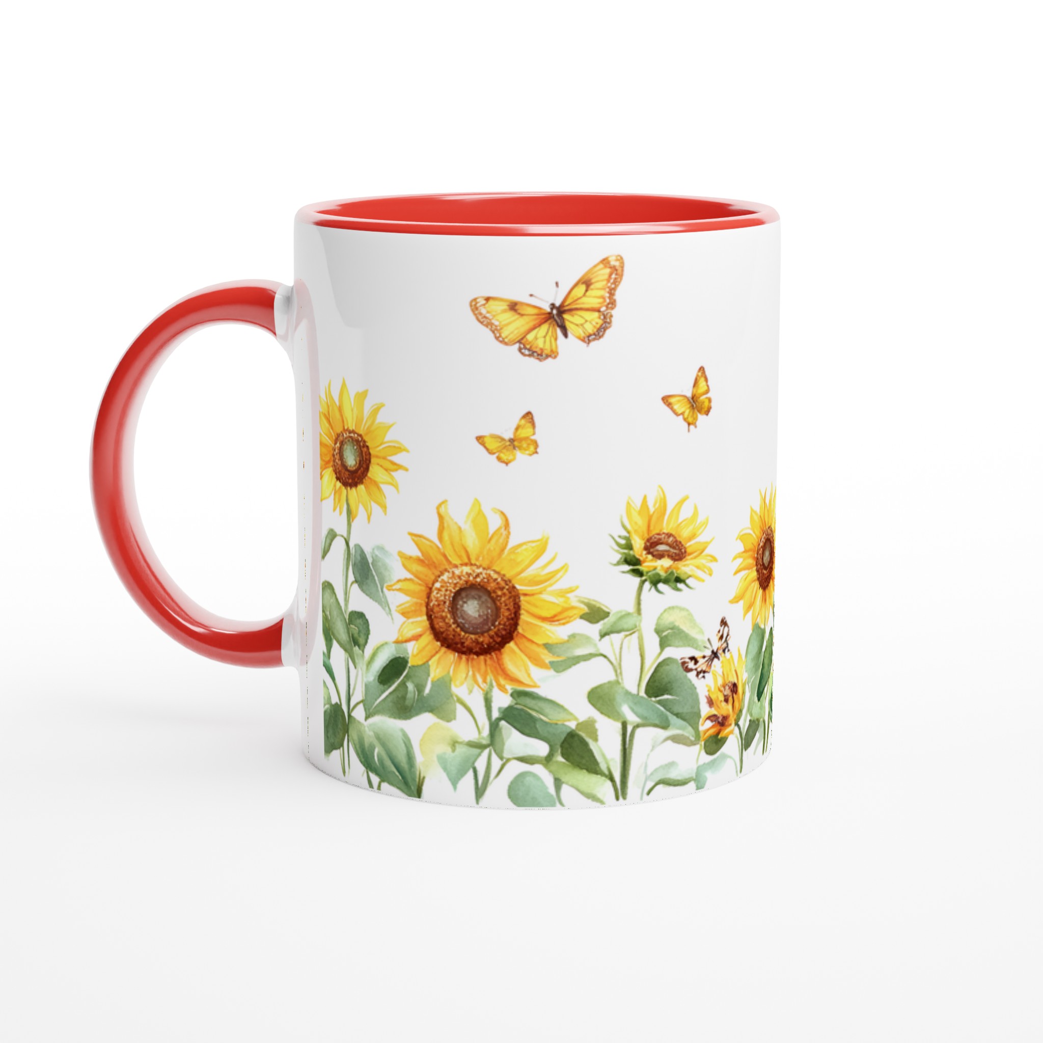 Solros- och fjärilsmugg – Keramisk 11oz kaffemugg i ditt val av 7 färger 5 0445f21f-ab6c-4482-a30c-d06c63b8750d