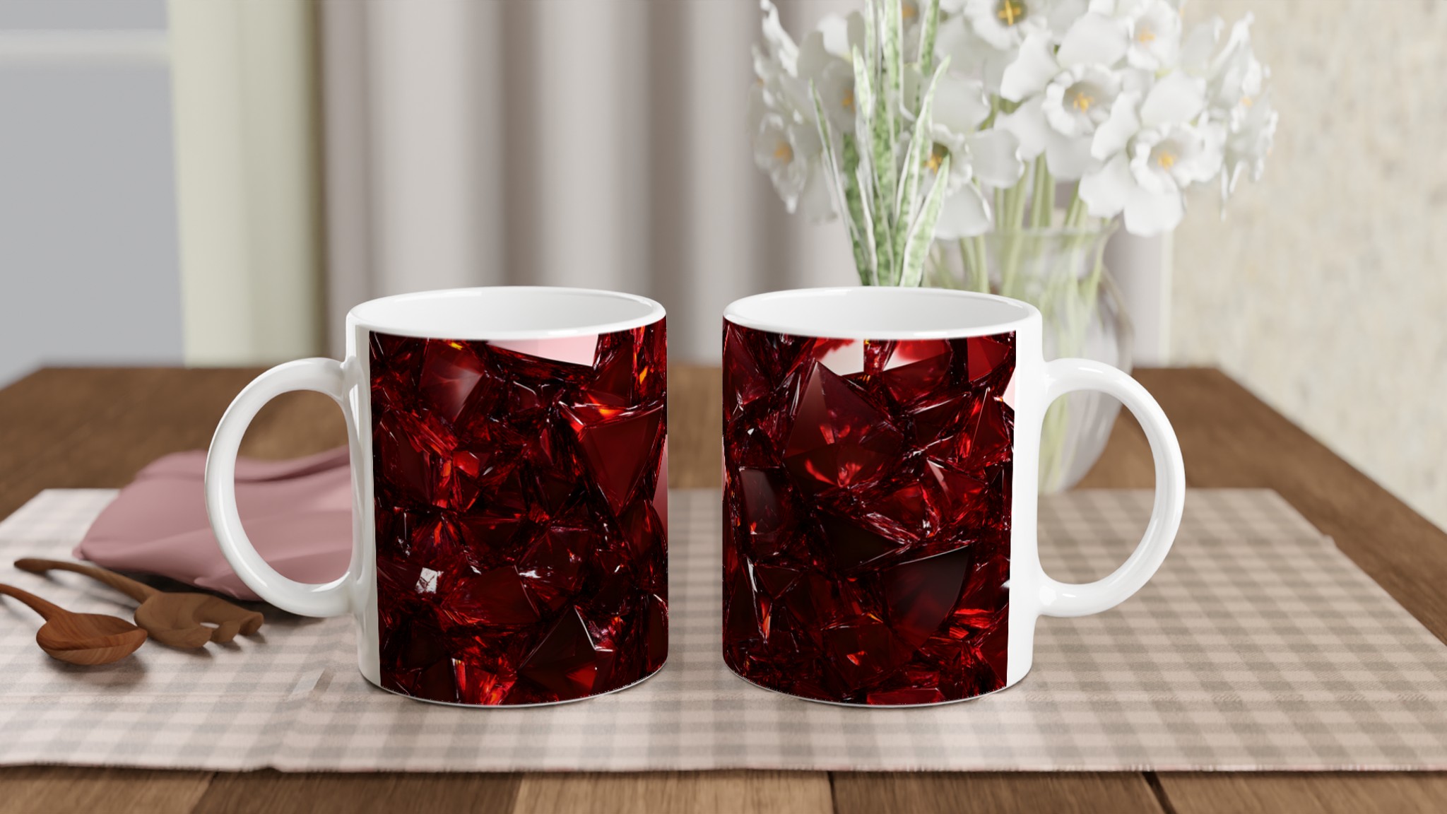 Rubinröd Fasetterad Keramikmugg – 11oz Lyxig Kaffemugg i Ditt Val av Färg 10 046aeccf-d060-4ac0-b8d0-826eb5493d6f