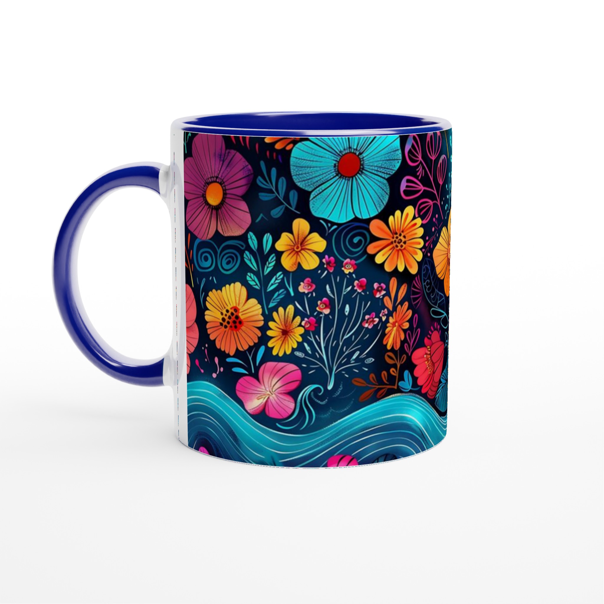Färgsprakande Blomstermugg – 11 oz Keramikmugg i Ditt Val av Färg 2 0490475d-e3bd-439e-87b3-f2a51b5f3b92