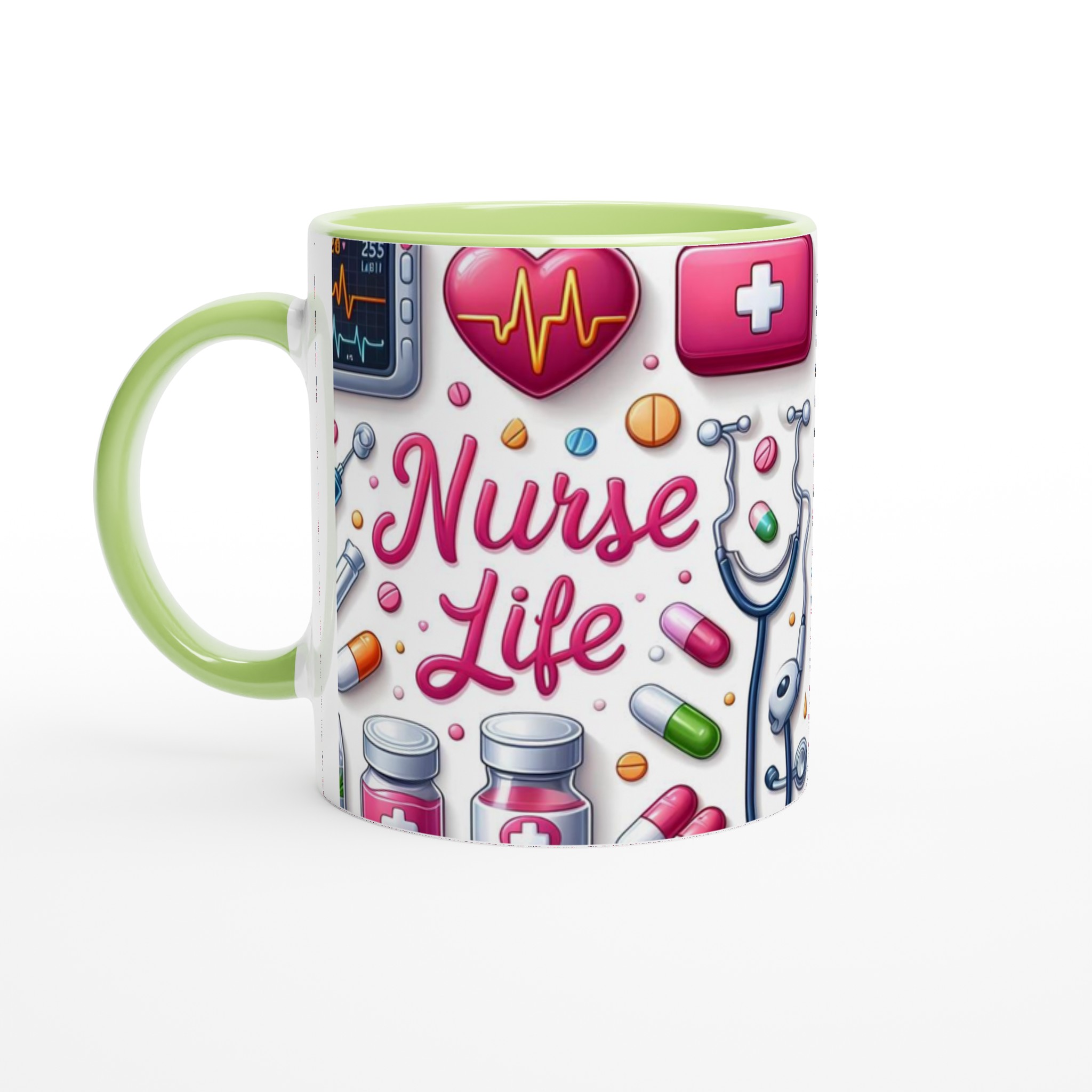Vit 11oz Keramisk Mugg med 'Nurse Life' Design – Välj Bland Sju Färgstarka Keramiknyanser 7 0493b964-52a1-457c-b242-5f36f7c99ec0