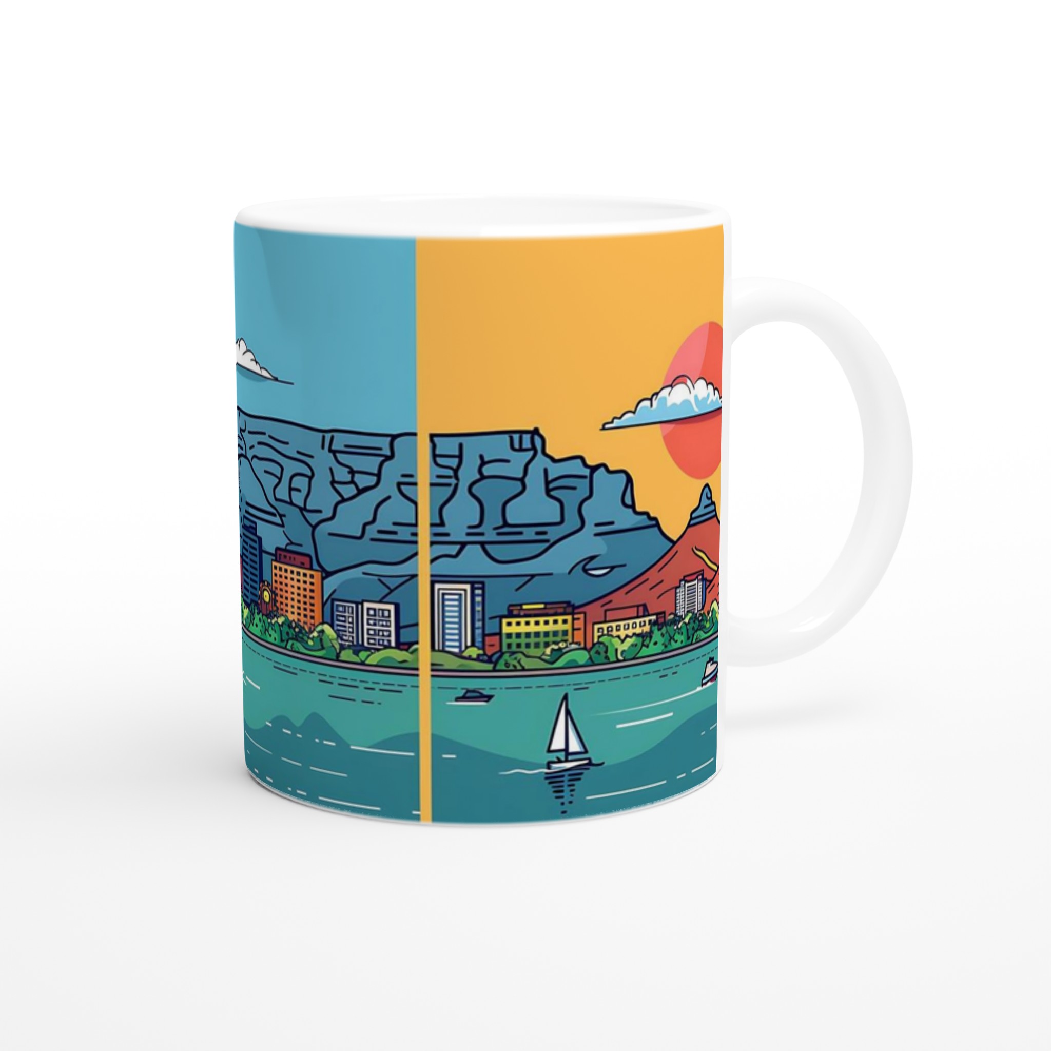 Cape Town Skyline Kaffemugg – Färgstark och Livfull Illustrerad Keramikmugg 9 0496aa59-d806-46b5-81f7-3d4758f4e1f8