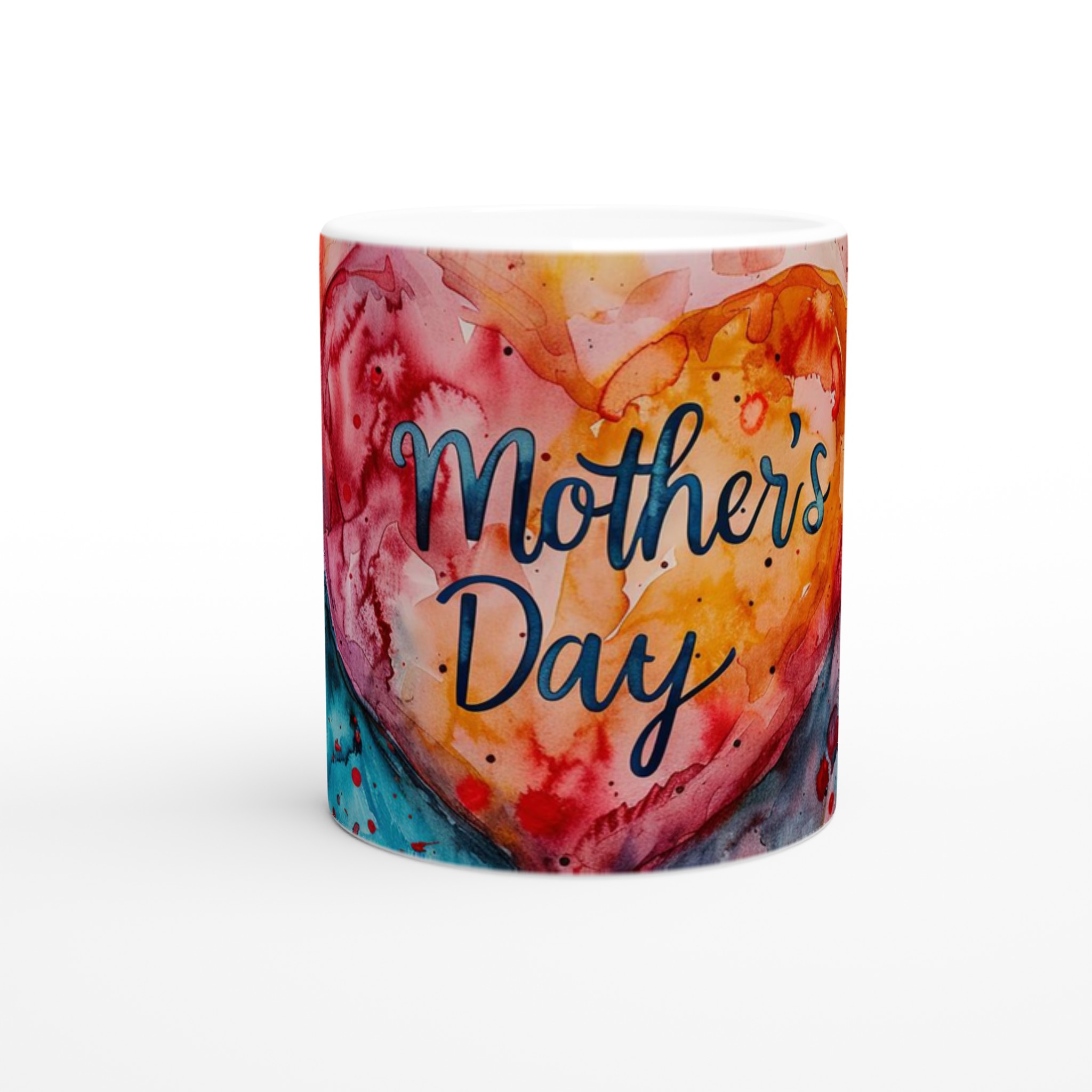 Mother's Day 11oz Ceramic Mug – Bright Watercolor Heart Design in Your Choice of Seven Colors 8 049a9e1e-c0a4-44e6-86d4-7688019045f6