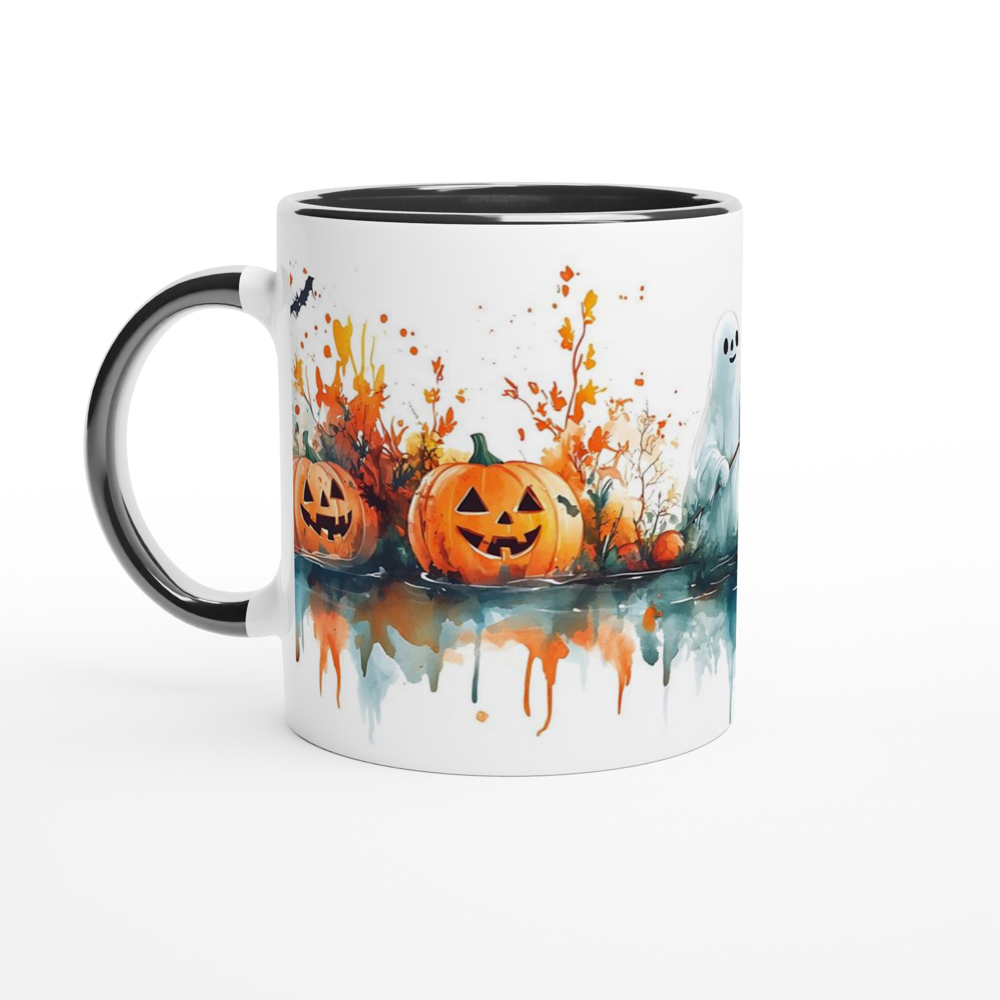 Bus eller godis? Spöket och Pumpan 11oz Keramisk Mugg – Färgglad Halloween Akvarell 4 04a84b4e-735a-4287-a197-54b8c40247ef