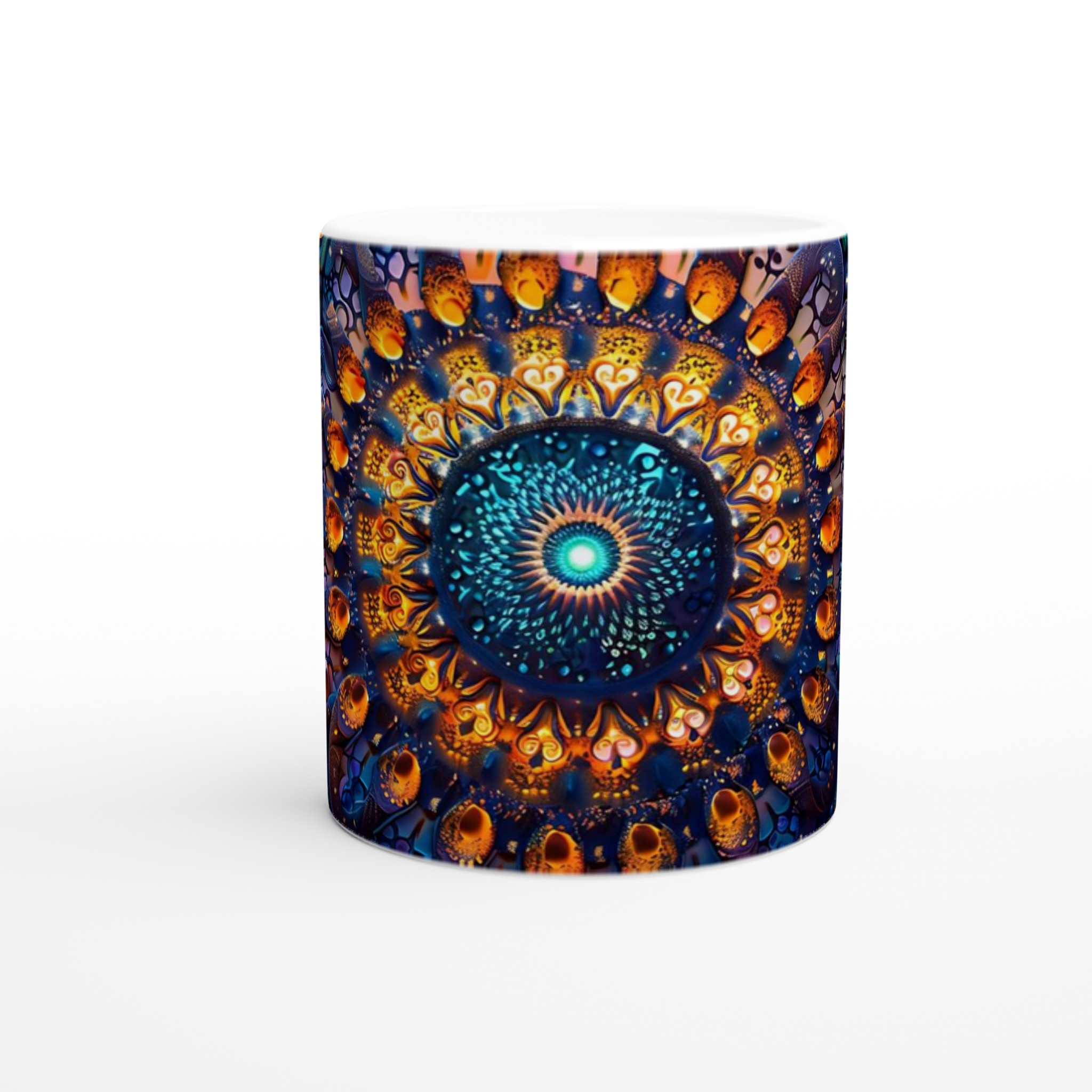 Kosmisk Mandala Mugg – 11oz Keramikmugg med Mystisk Abstrakt Konst i Guld & Turkos 8 04aa82c4-7ce7-4a1d-a446-11eaae1b8c8f