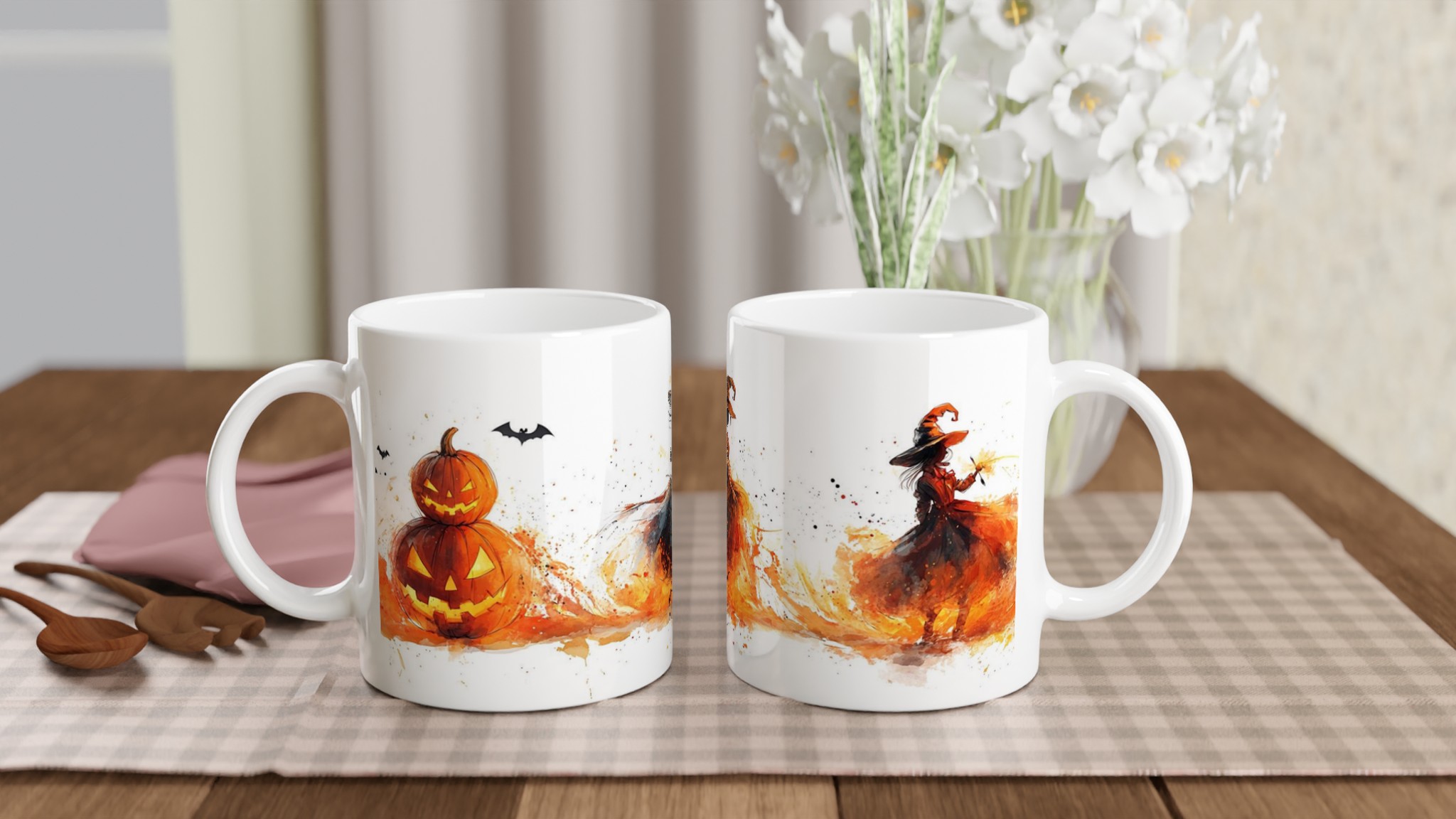 Spooky Watercolor Halloween Witch & Pumpkins 11oz Keramisk Mugg – Välj bland 7 Förtrollande Färger! 10 04ef1eb6-5995-4e19-8a2c-82b90eecbede