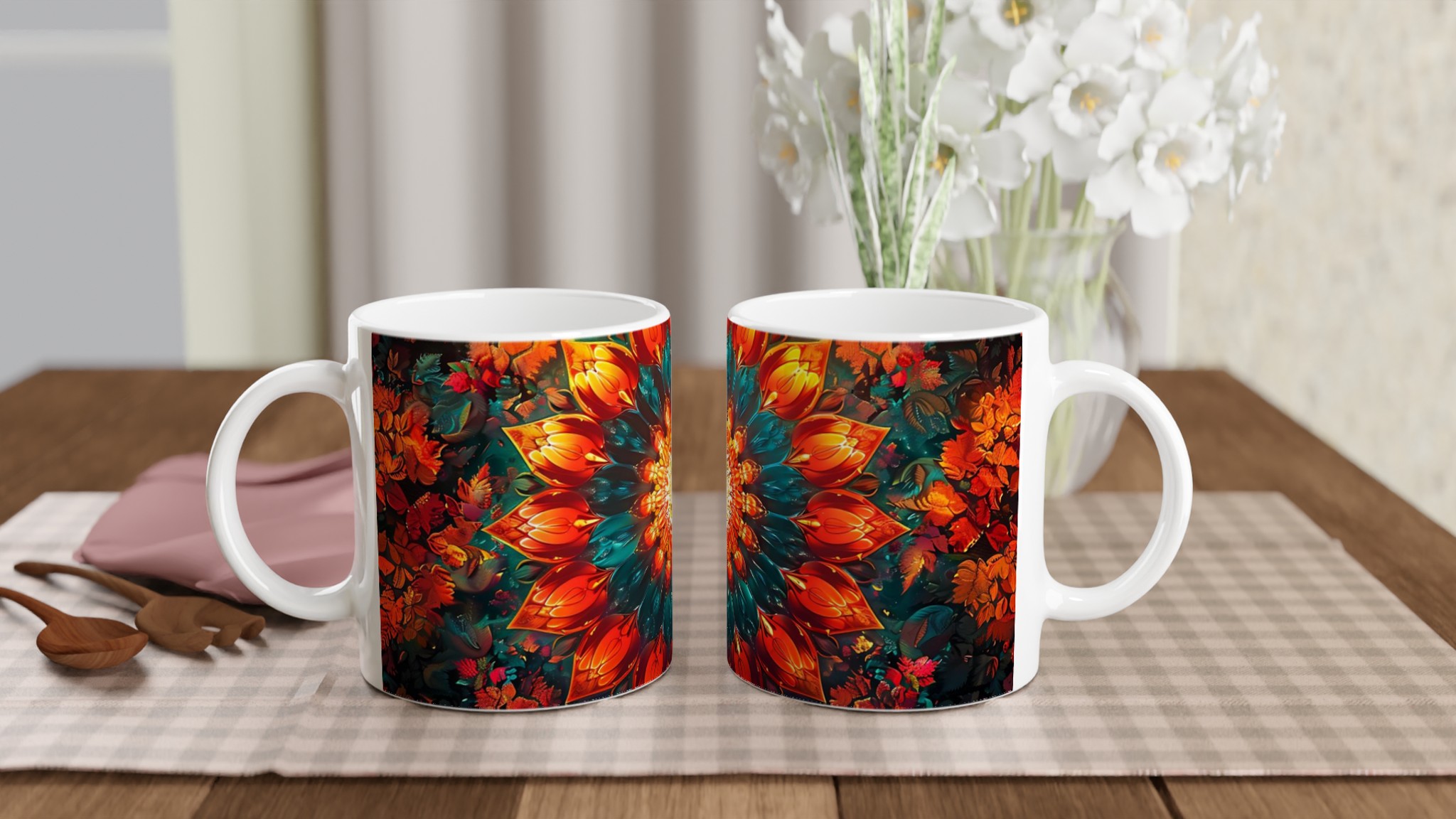 Mångfärgad Floral Mandala 11oz Keramikmugg – Din Kaffepaus, En Explosion av Färg! 10 0515f5c5-7c62-4a4d-867f-6c7bcd69cb23