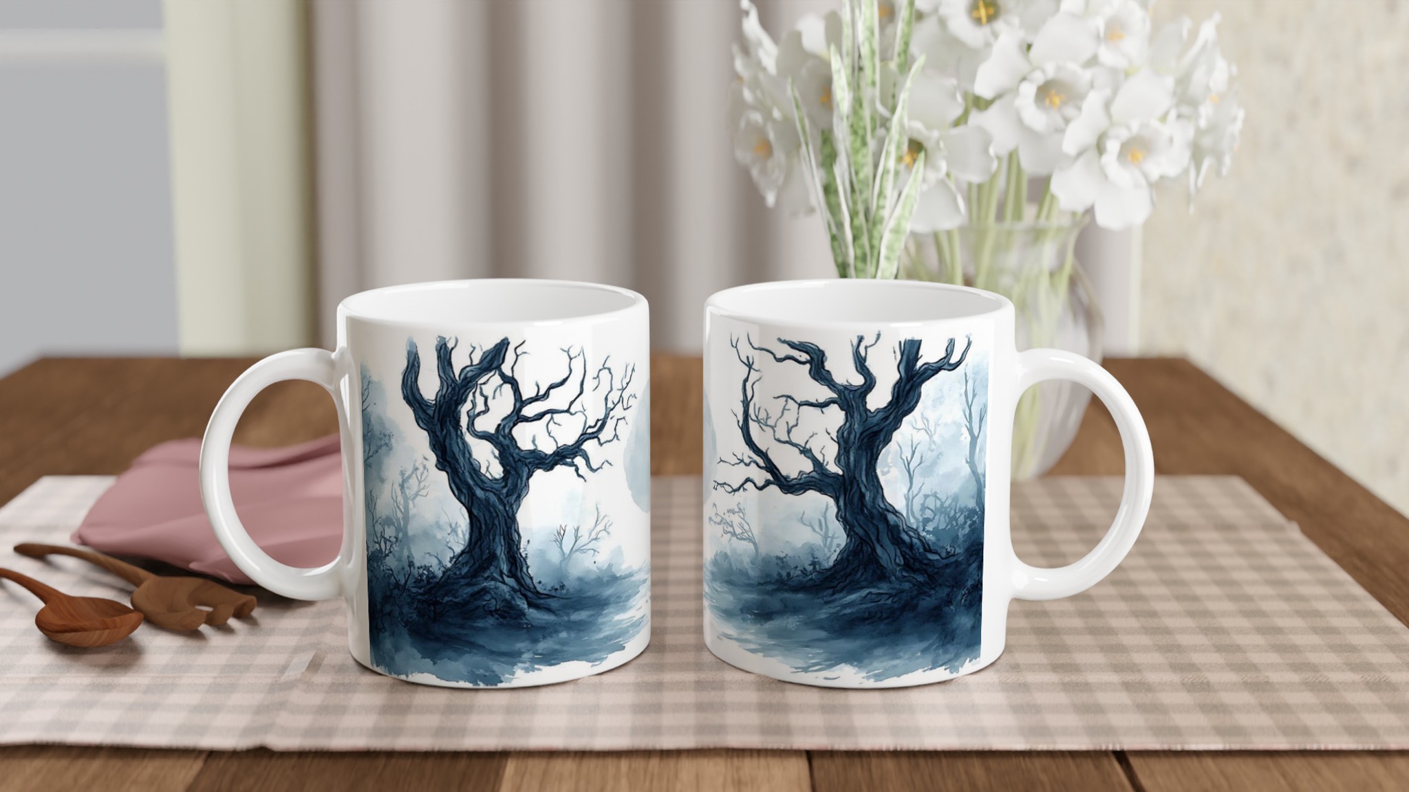 Mystisk Månnatt 11oz Keramisk Mugg – Drömsk Skogsdesign i Akvarell 10 051d8eaf-2d17-4359-8158-059a13335365