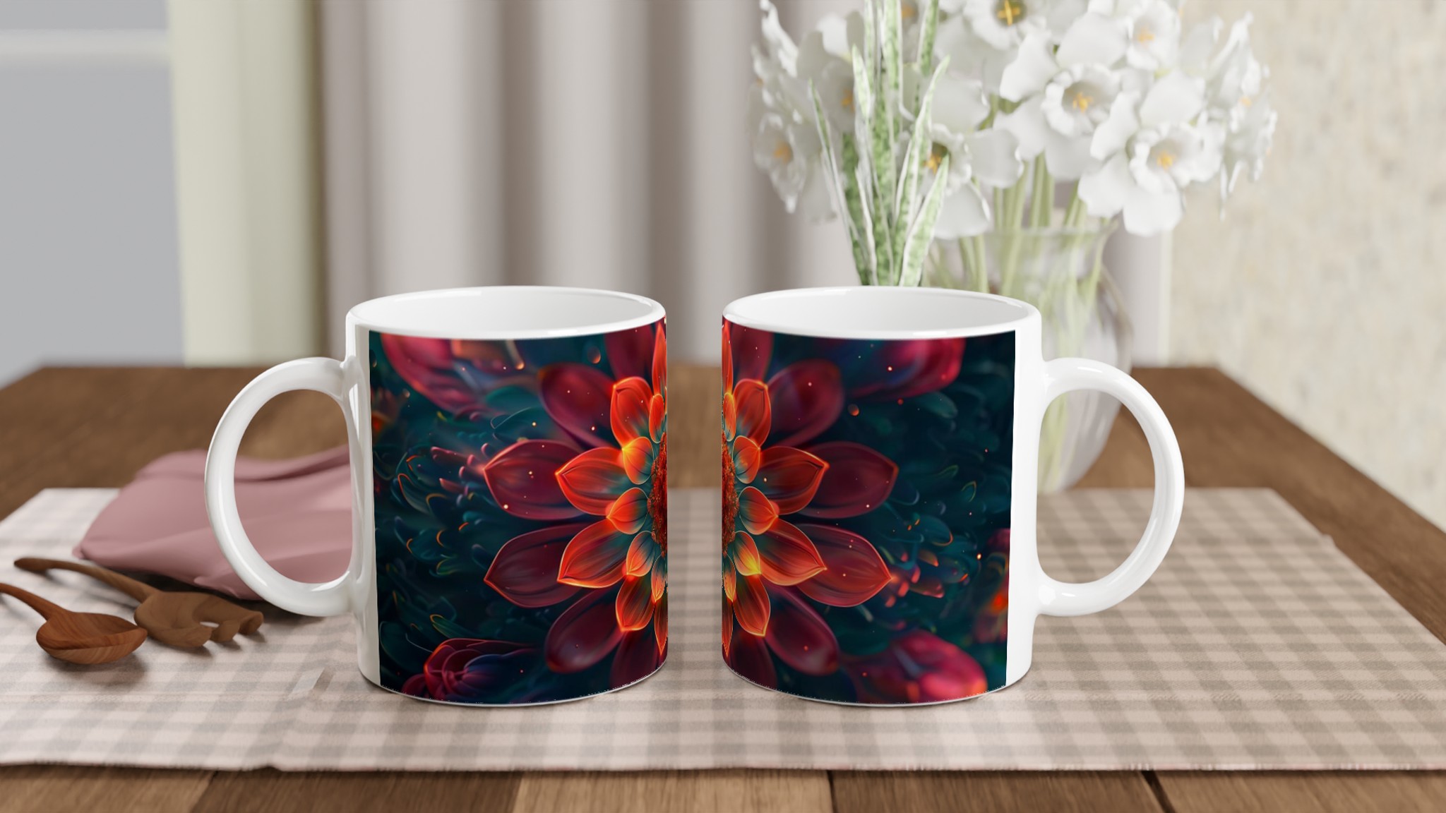 Glödande Blomsterdröm – 11oz Keramisk Mugg för Konstälskare, Välj Din Färg! 11 054d0fcc-0432-4707-a9b5-1dd9058997ff