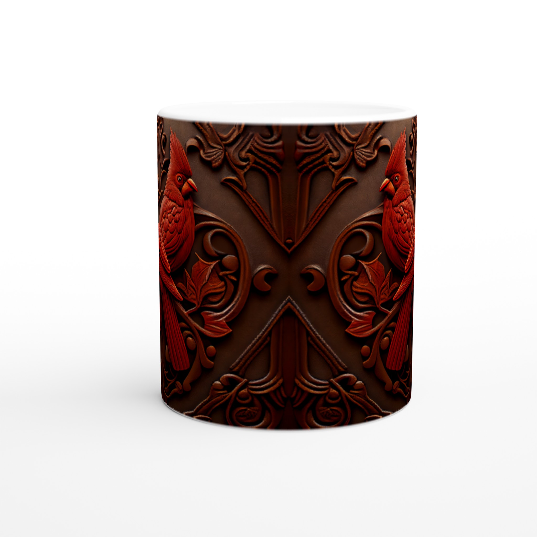 Vit 11oz Keramisk Mugg med Detaljerad Röd Kardinaldesign i Flera Färger 8 055c688f-945b-4a83-bf2d-5467a35f623f