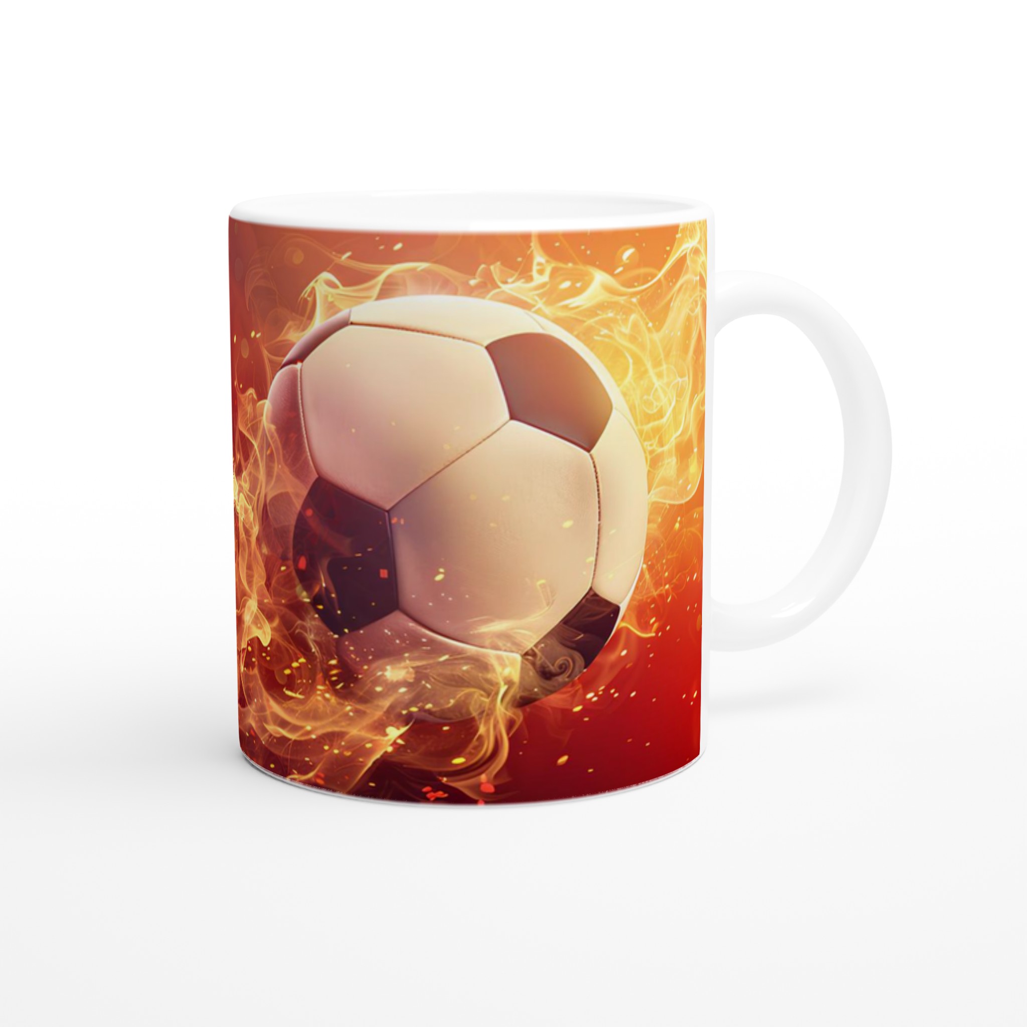 Fotbollsmugg med brinnande design – Vit 11oz keramik för den passionerade fansen, välj din färg! 9 056b16cc-83fb-40c9-8f58-e9b31c11061d