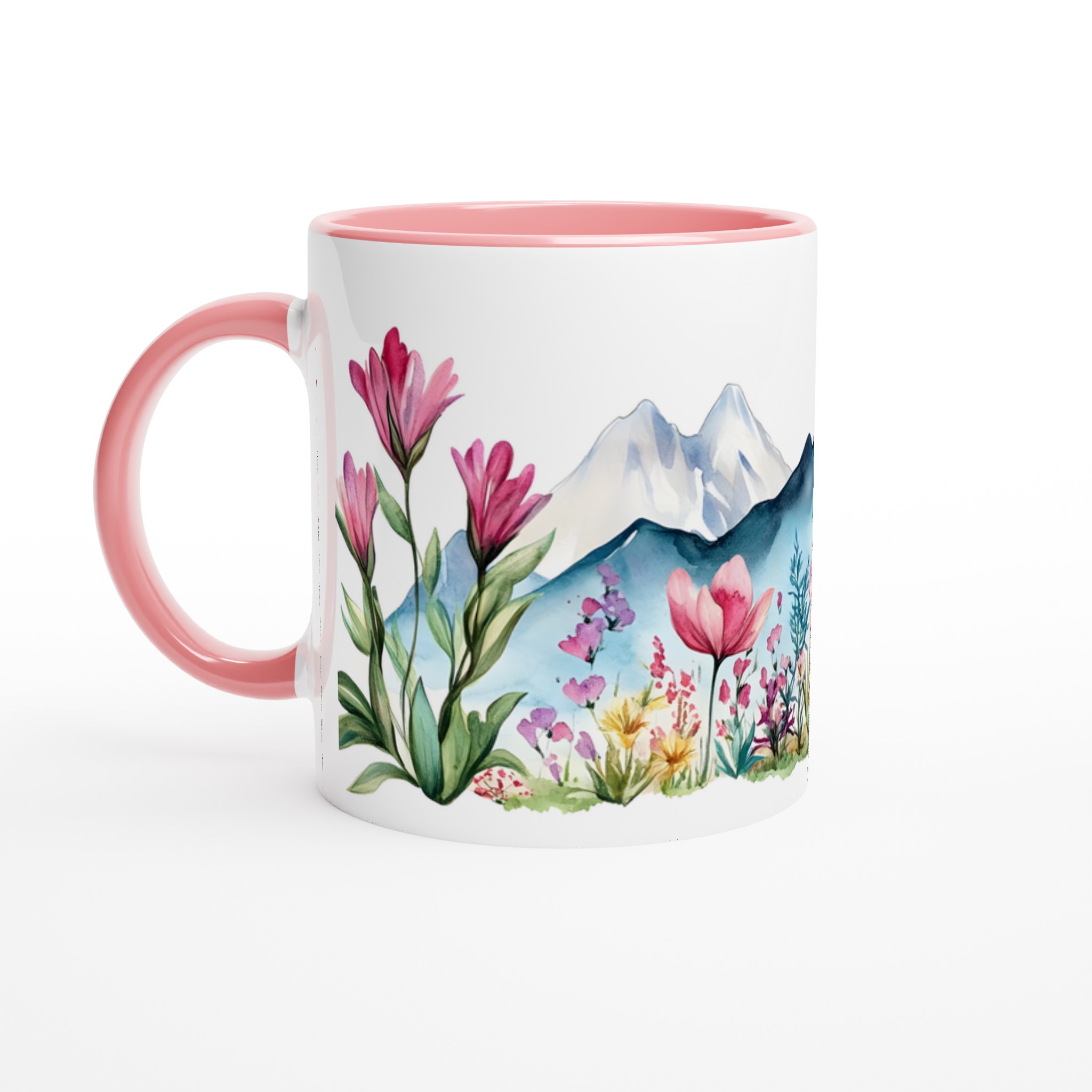 Akvarellblommig bergsmugg – 11 oz keramikmugg i ditt val av 7 färger 6 0580d6eb-5e1a-465c-8df6-e55190af56f4