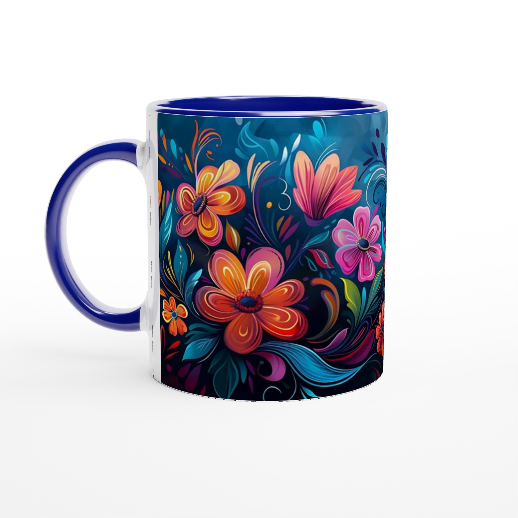 Färgsprakande Blomstermugg – 11 oz Keramisk Kaffekopp med Konstfullt Tryck i Valfri Färg 2 0584e391-b56f-44e2-8343-6f1f6587634c