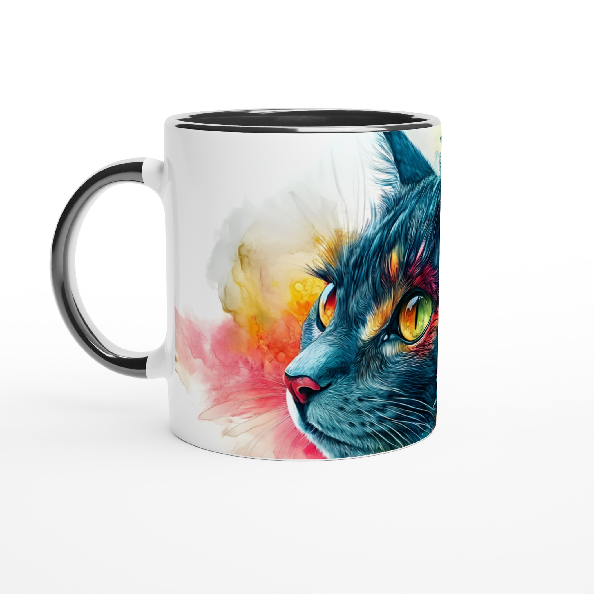 Färgsprakande Katt & Blomstermugg – 11 oz keramisk mugg för konstälskare 4 058dd41e-bc1e-4868-bbe1-03c44bef3b89