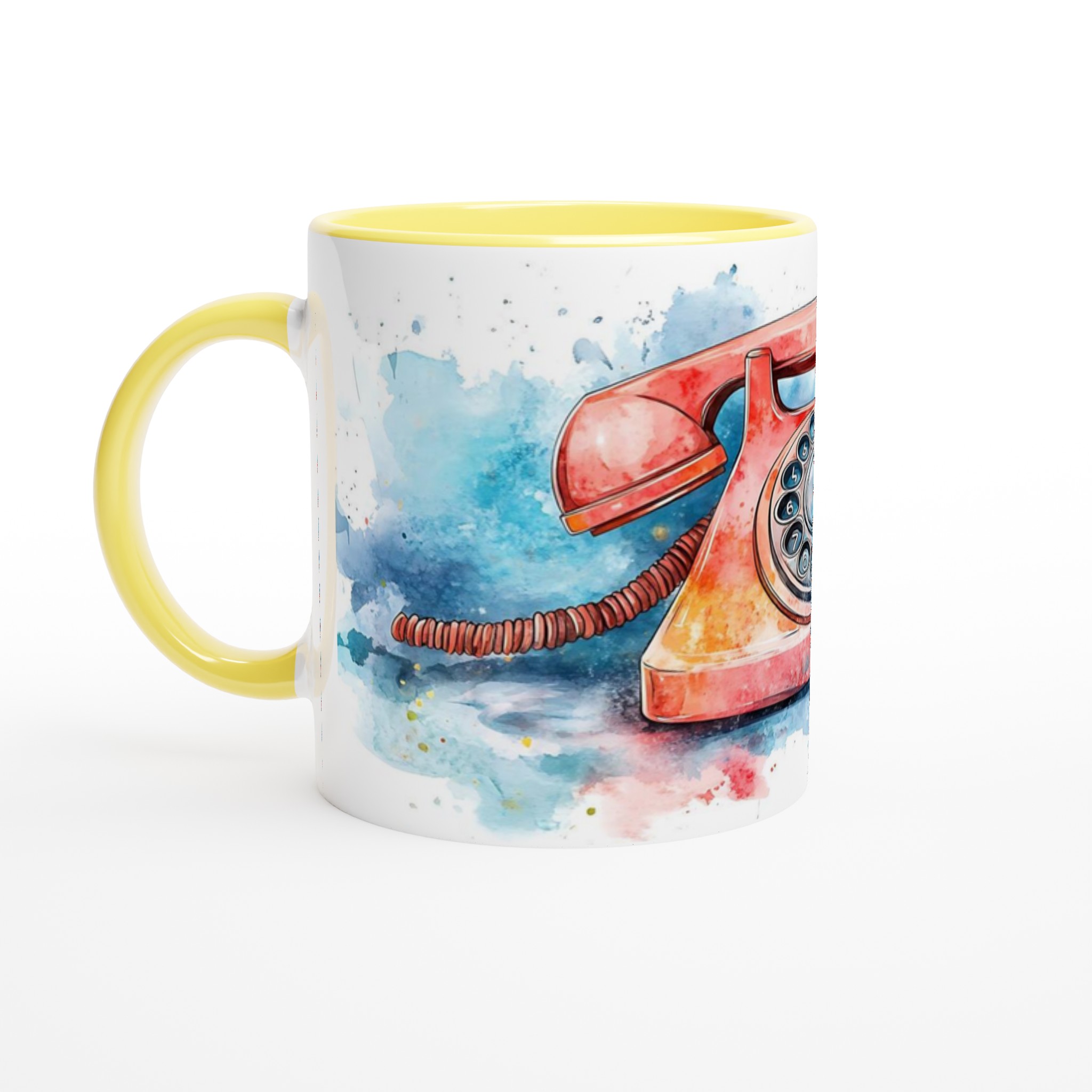 Retro Vattenfärg Telefonmugg – 11oz Keramisk Kaffekopp i Valfri Färg! 3 0596fe5c-f1ce-4749-89da-4c239f639a9d