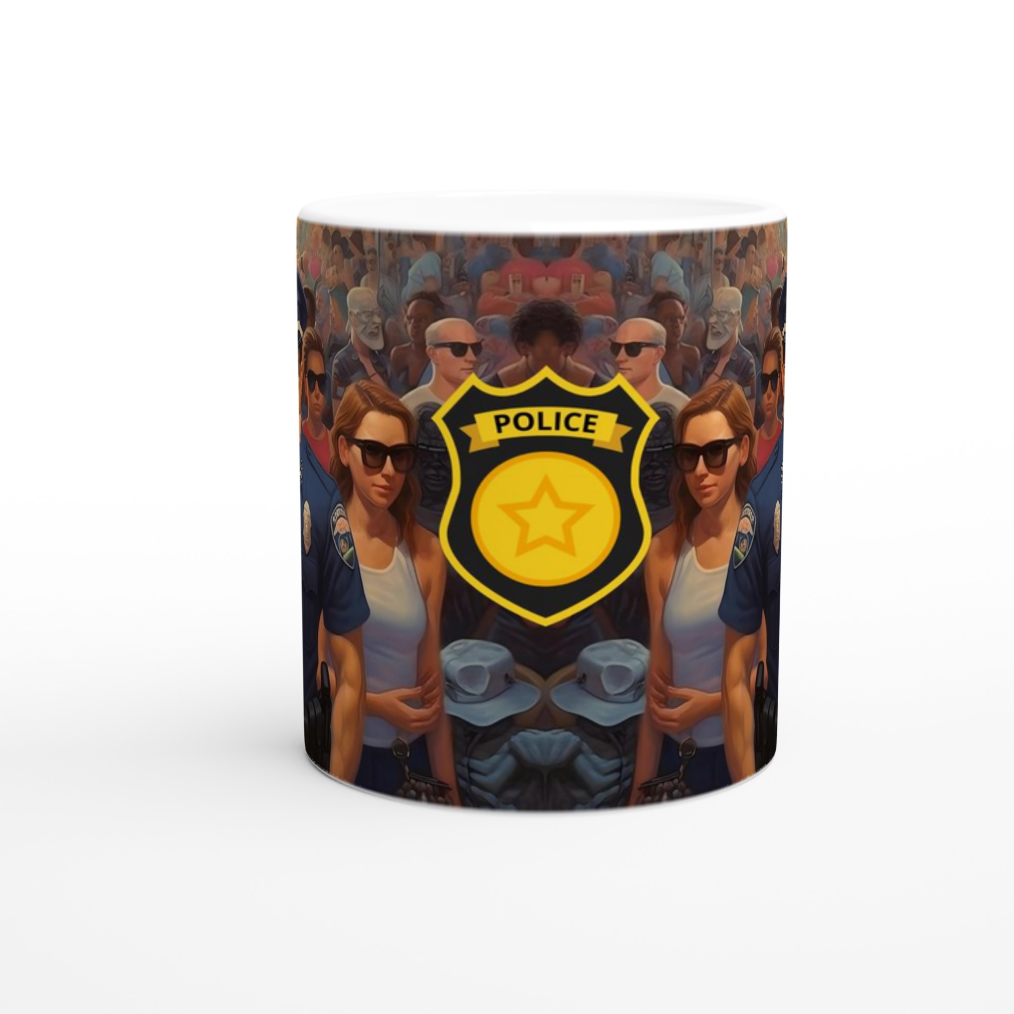Vit 11oz keramisk mugg med djärvt polismotiv – välj mellan 7 färgstarka keramiska nyanser 8 05a68308-b5eb-4dfd-be54-4bf08bbf2390