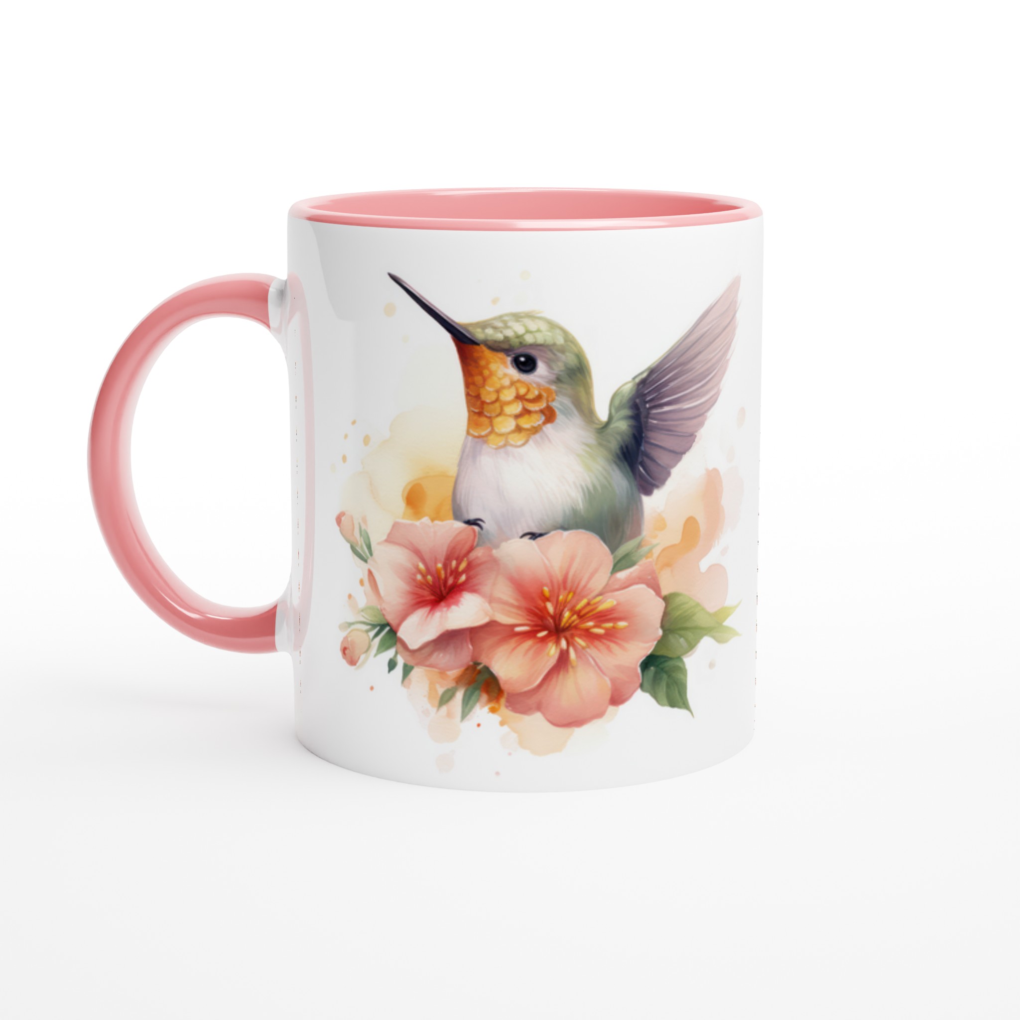 Vit 11oz keramisk mugg med blomstrande kolibri i mjuka pastellfärger – välj din favoritfärg 6 05c9339a-32f8-4c8a-95da-034070691072