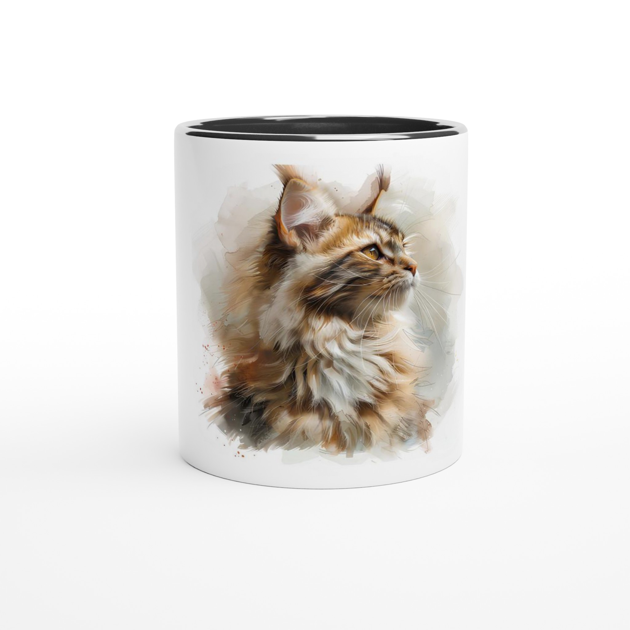 Konstnärlig Maine Coon Katt Keramisk Mugg - 11oz med färgad insida och handtag i sex djärva nyanser 7 0644f5ff-a6bb-4241-9952-c51615c7353d