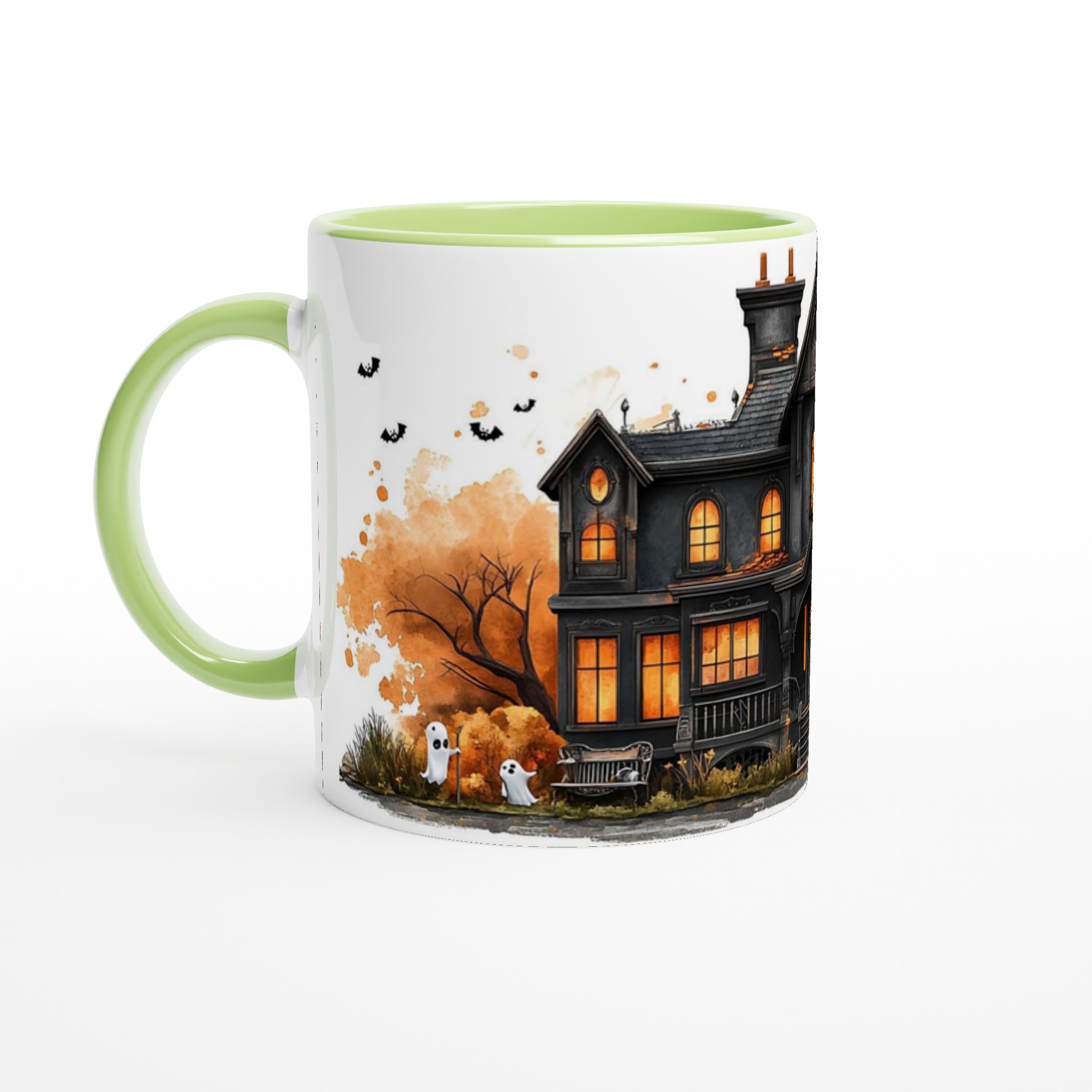 Mystisk Spökhus Mugg - Halloween Kaffemugg med Akvarellkänsla i Valfri Färg 7 069c1914-3ca8-436c-9dd5-e3d2ad245f52
