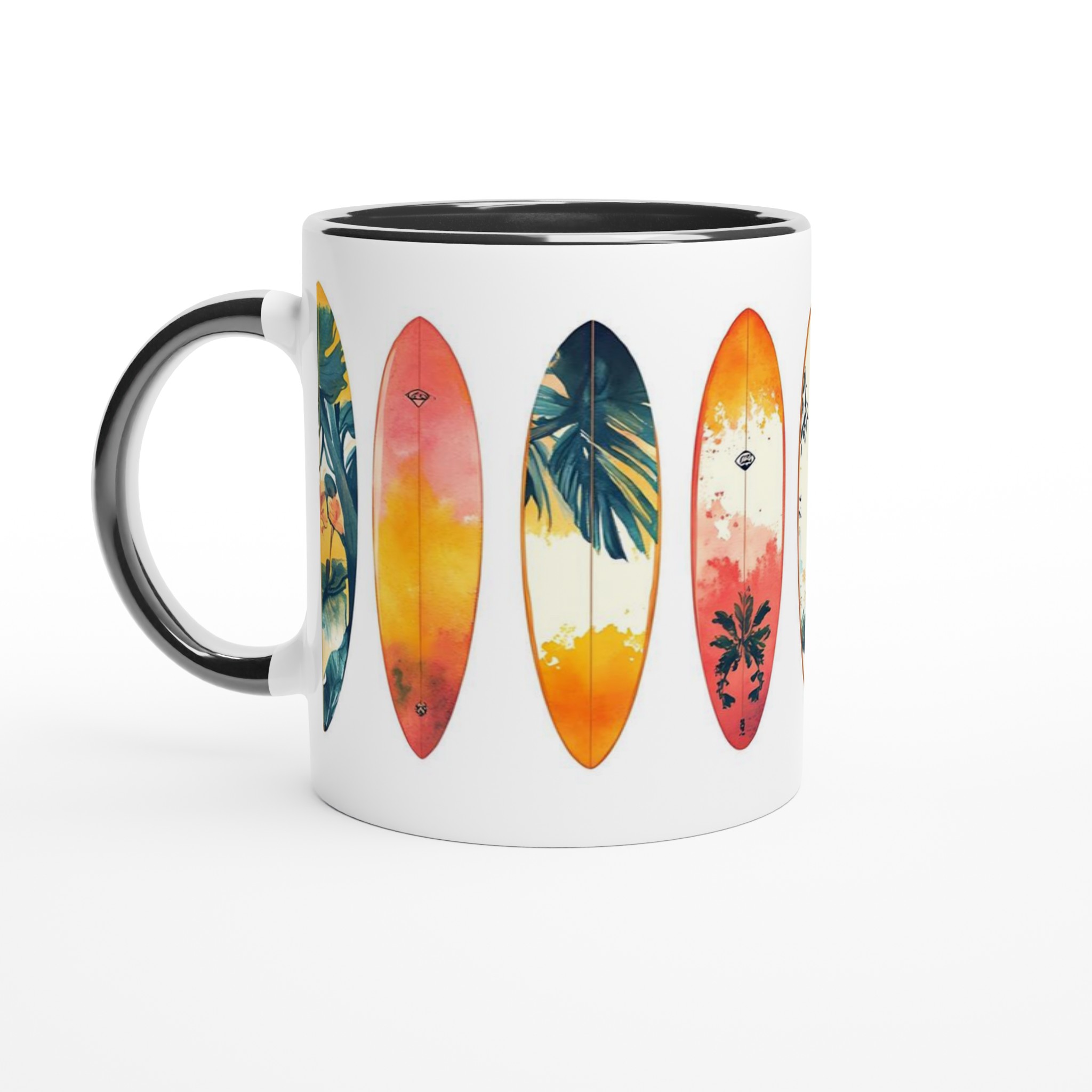 Summer Vibes Surfboard Mugg – 11oz Keramisk Mugg med Tropiska Akvarellmotiv i Sju Levande Färger 4 06b3405c-2376-412c-9ad8-b3f874d9e29e