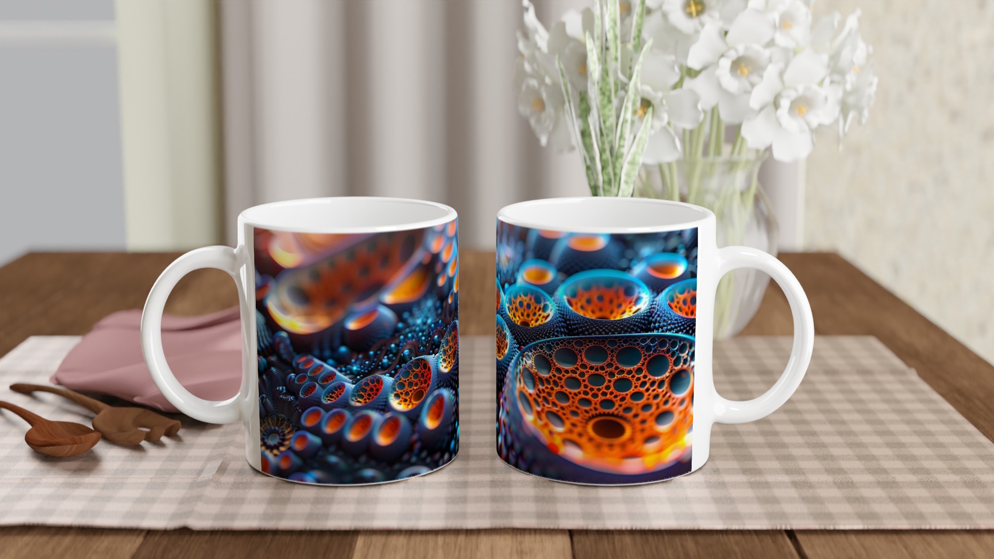 Abstrakt Fraktal Konst Mugg – 11oz Keramisk Kaffekopp i Intensiva Färger 11 06c1ff9a-c9de-48b0-a3fc-cfdab813e533