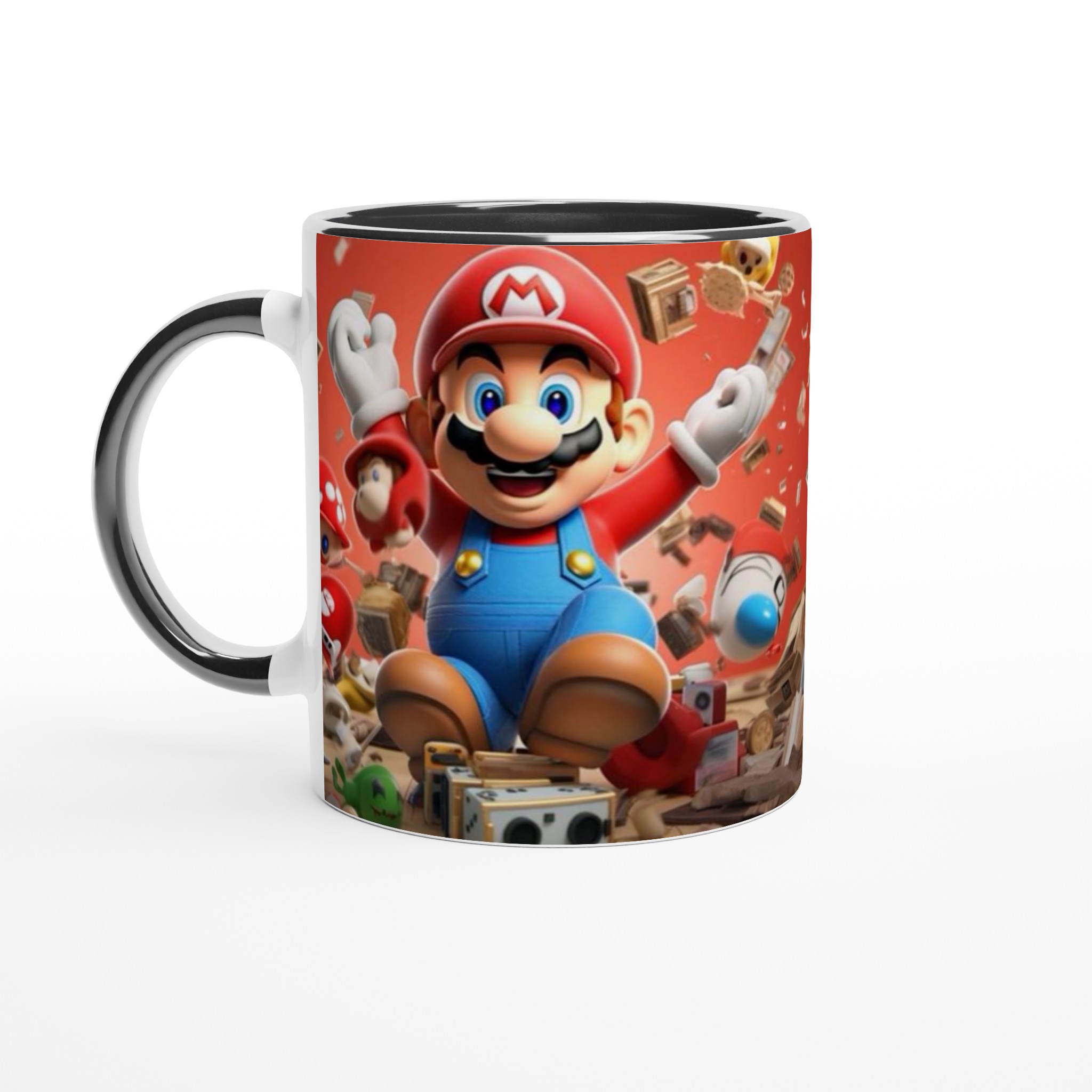 Vit 11oz keramisk mugg med färgstarkt Mario-tema i flera keramiska färger 4 072d407a-6b68-44bd-8917-c2662fff3d00