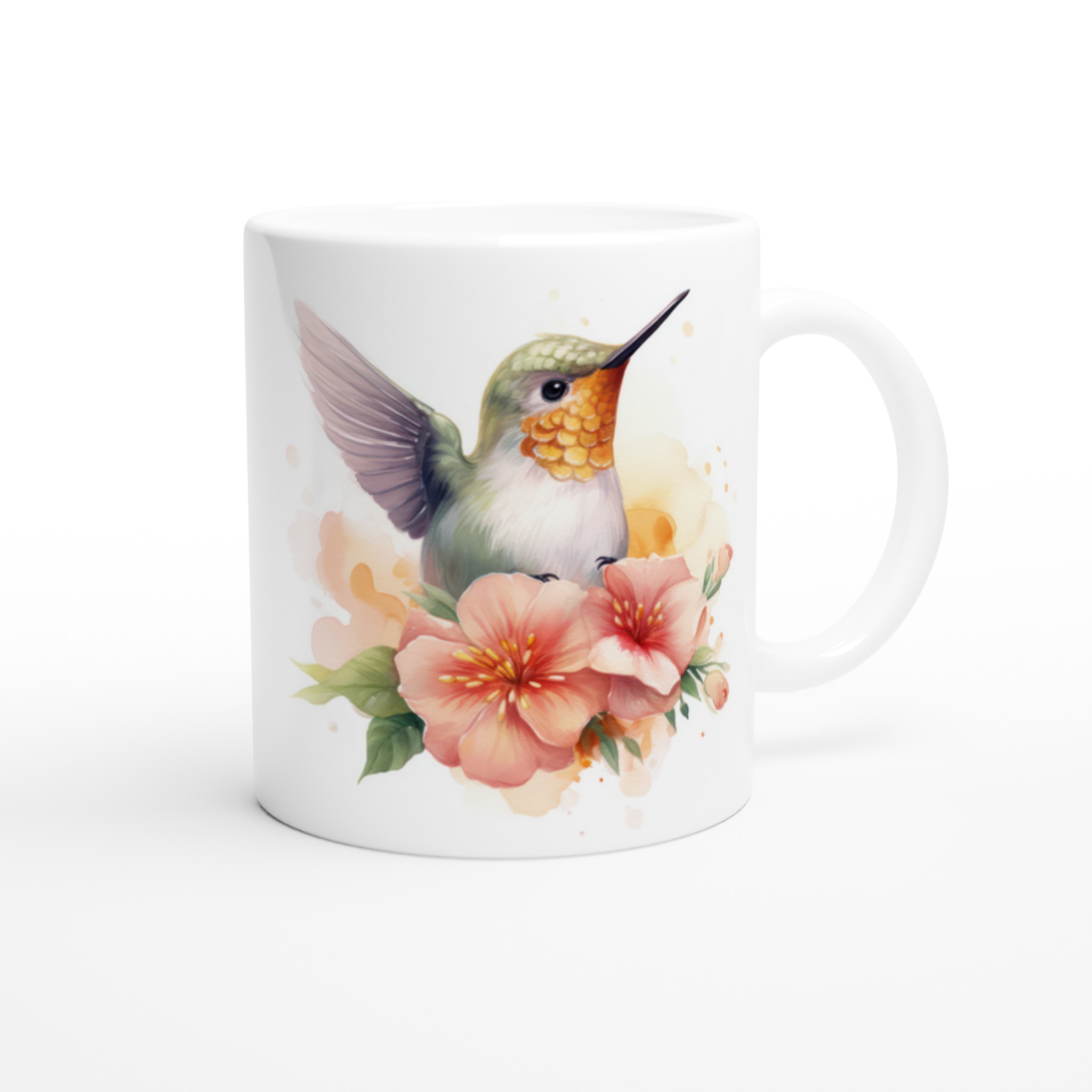 Vit 11oz keramisk mugg med blomstrande kolibri i mjuka pastellfärger – välj din favoritfärg 9 0741c9d9-5d93-48a6-88d8-a7b21a6ff2bc