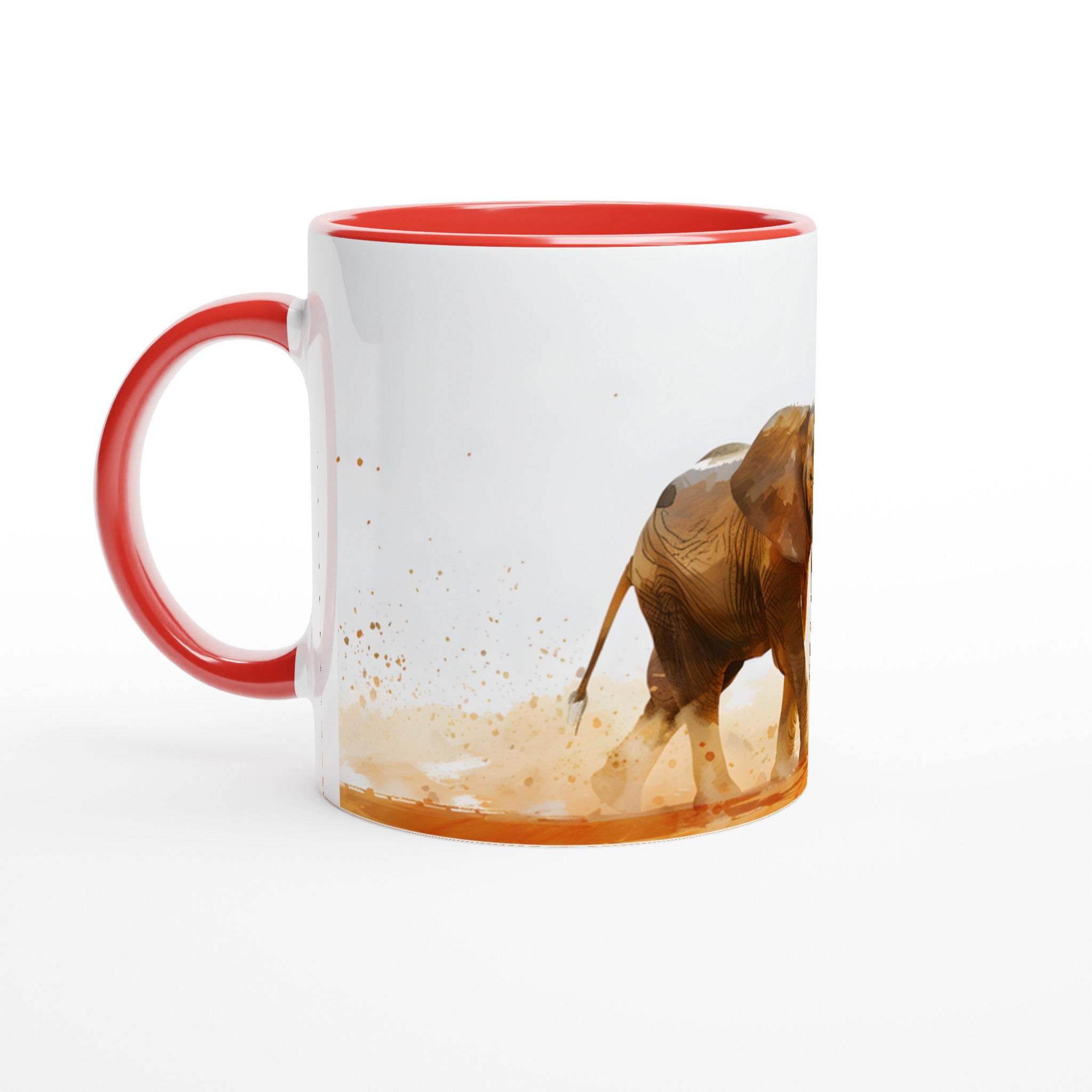 Majestätisk Elefant Mugg – Konstnärlig Akvarell Design i Varm Orange & Brun Toner, 11oz Keramikmugg 5 075524ed-9535-4647-a457-2fef063fbcbd