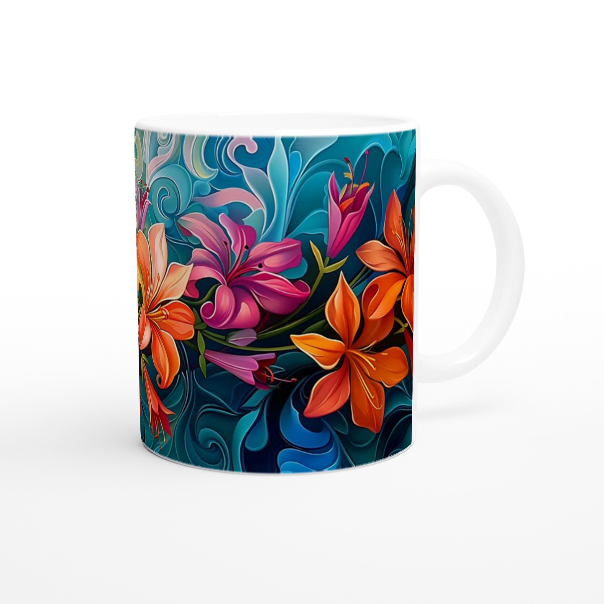 Färgsprakande Blomstermugg – 11 oz Keramikmugg i ditt val av 7 livfulla färger 9 0771138c-c312-46a4-88bb-2370ebcb3bc1