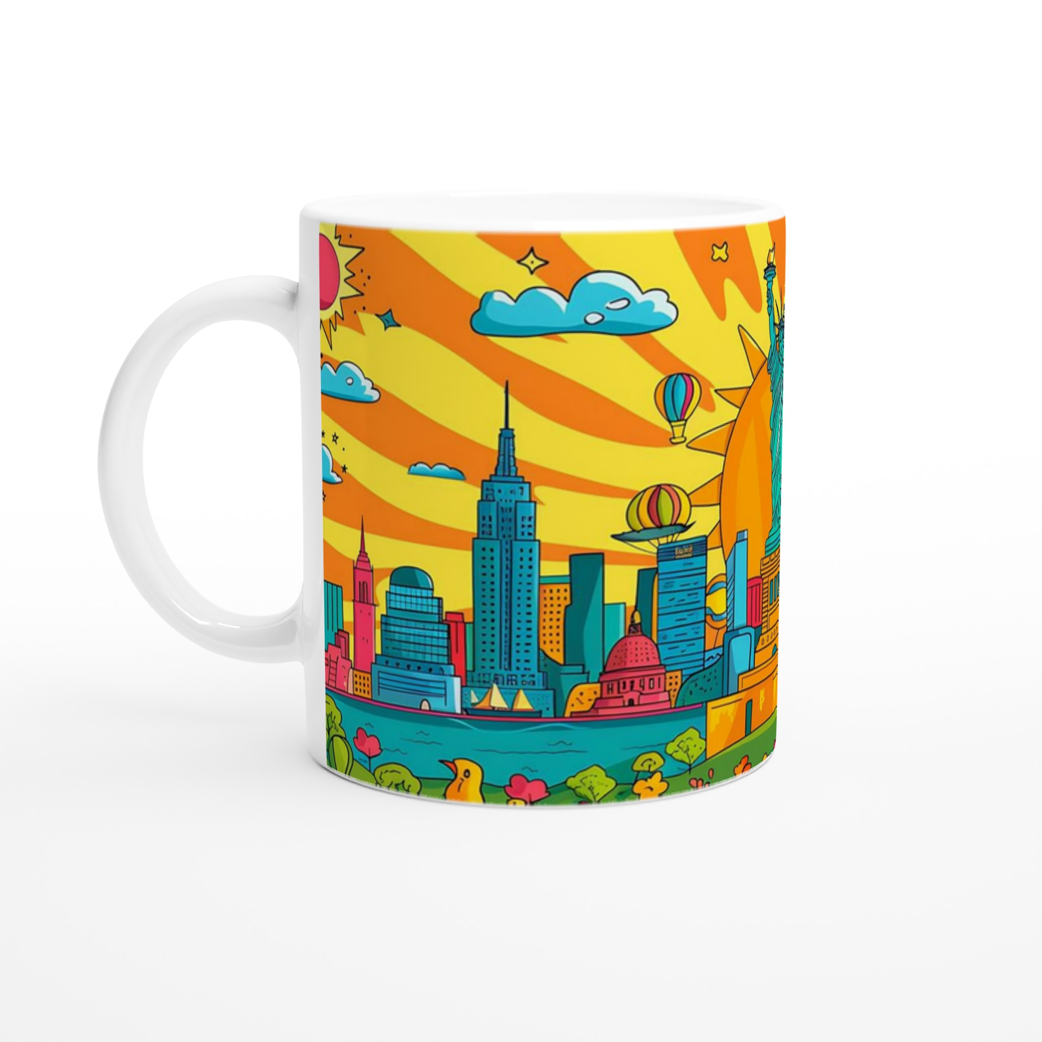 New York City Pop Art Mugg – Livlig skylineskildring för färgstarka morgnar, välj din keramiska färg! 1 07d090aa-7bdb-4c11-82d6-9ac8526bc0bd