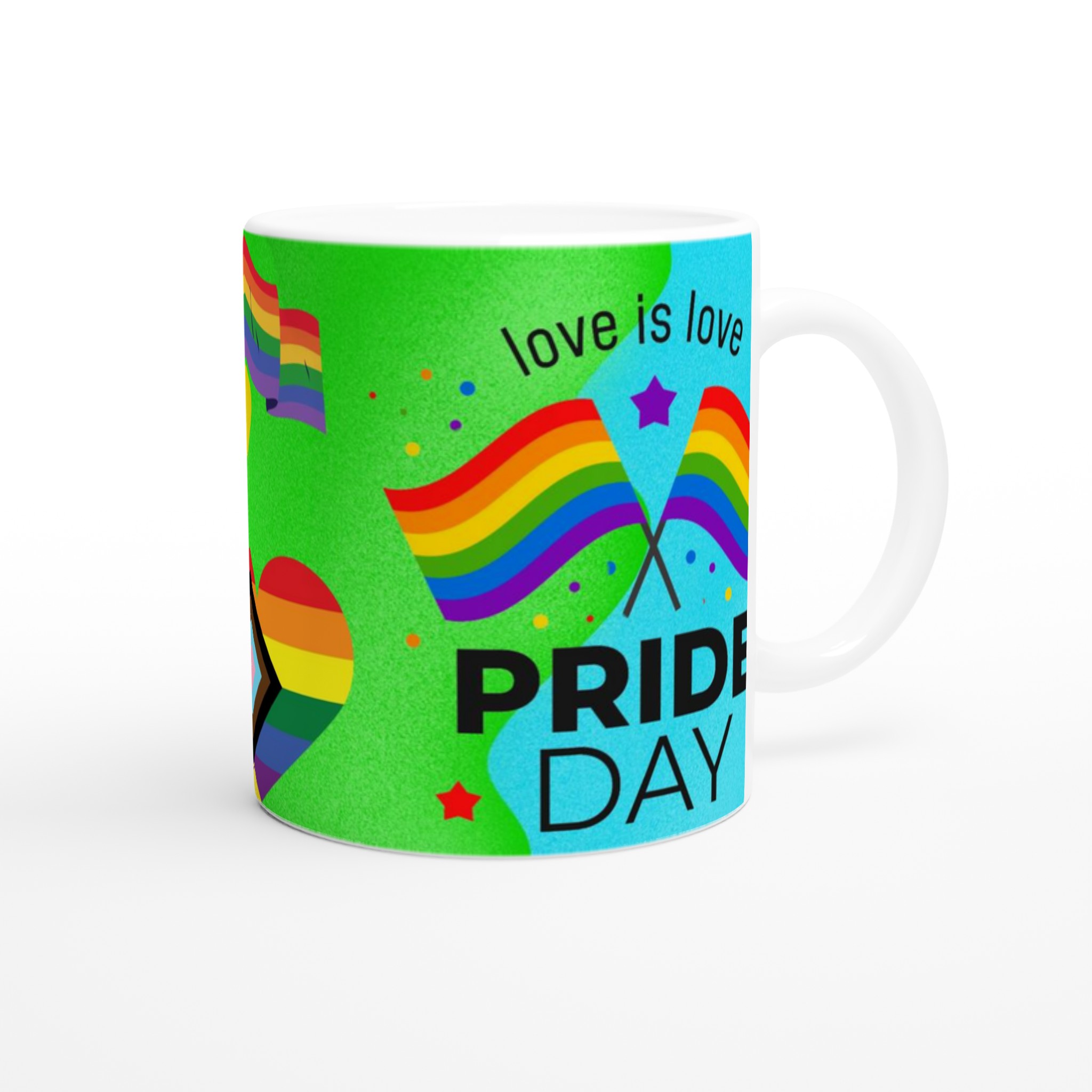 Vit 11oz keramisk mugg med färgstarkt Pride Day-motiv – välj bland sju livfulla färger 9 07ead576-1858-475c-a13c-4d4ce1e9ad93