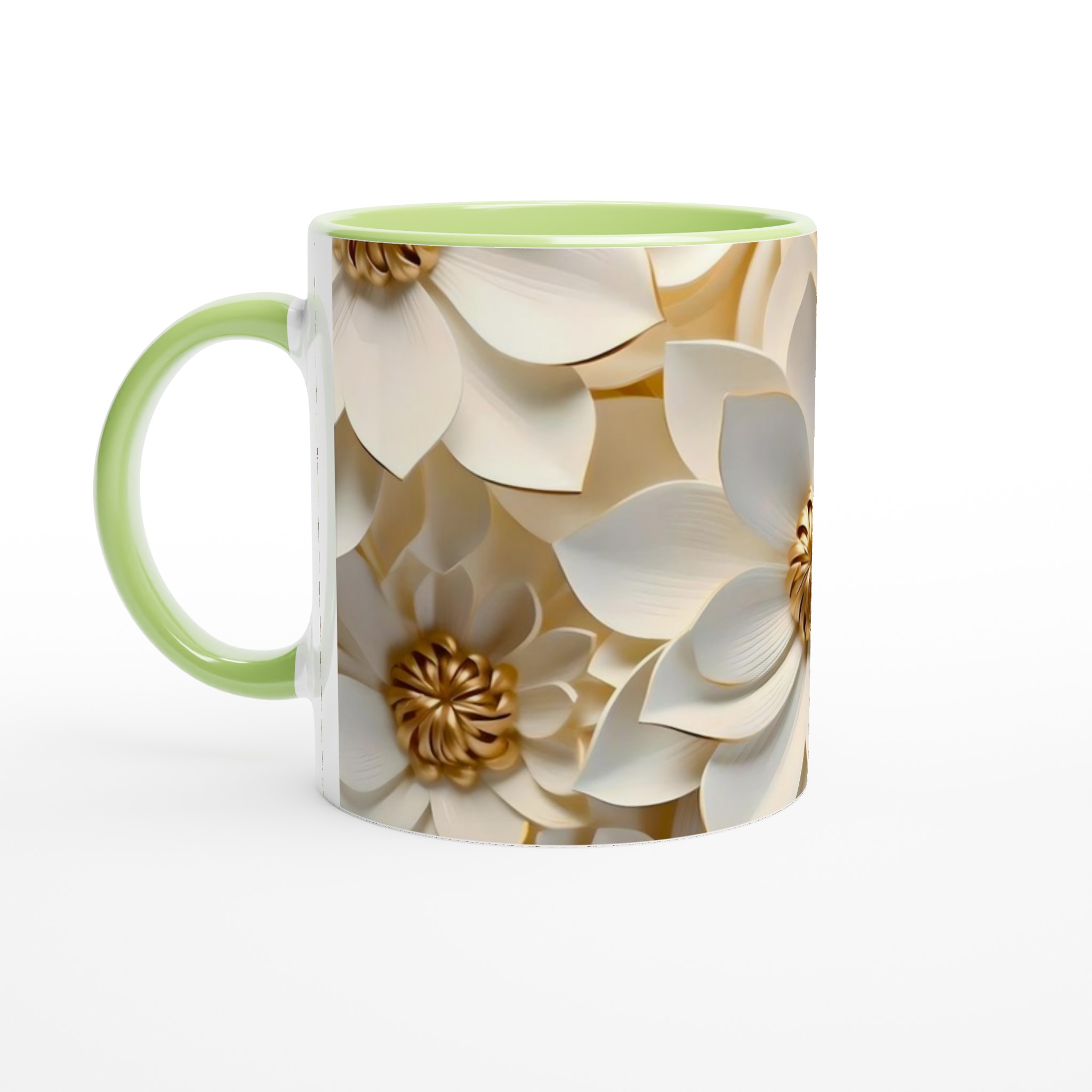 Vit 11oz keramisk mugg med elegant, blomstrande gulddetalj – välj din perfekta färg 7 07f707e2-433e-4b3b-b684-48792fc69b2b