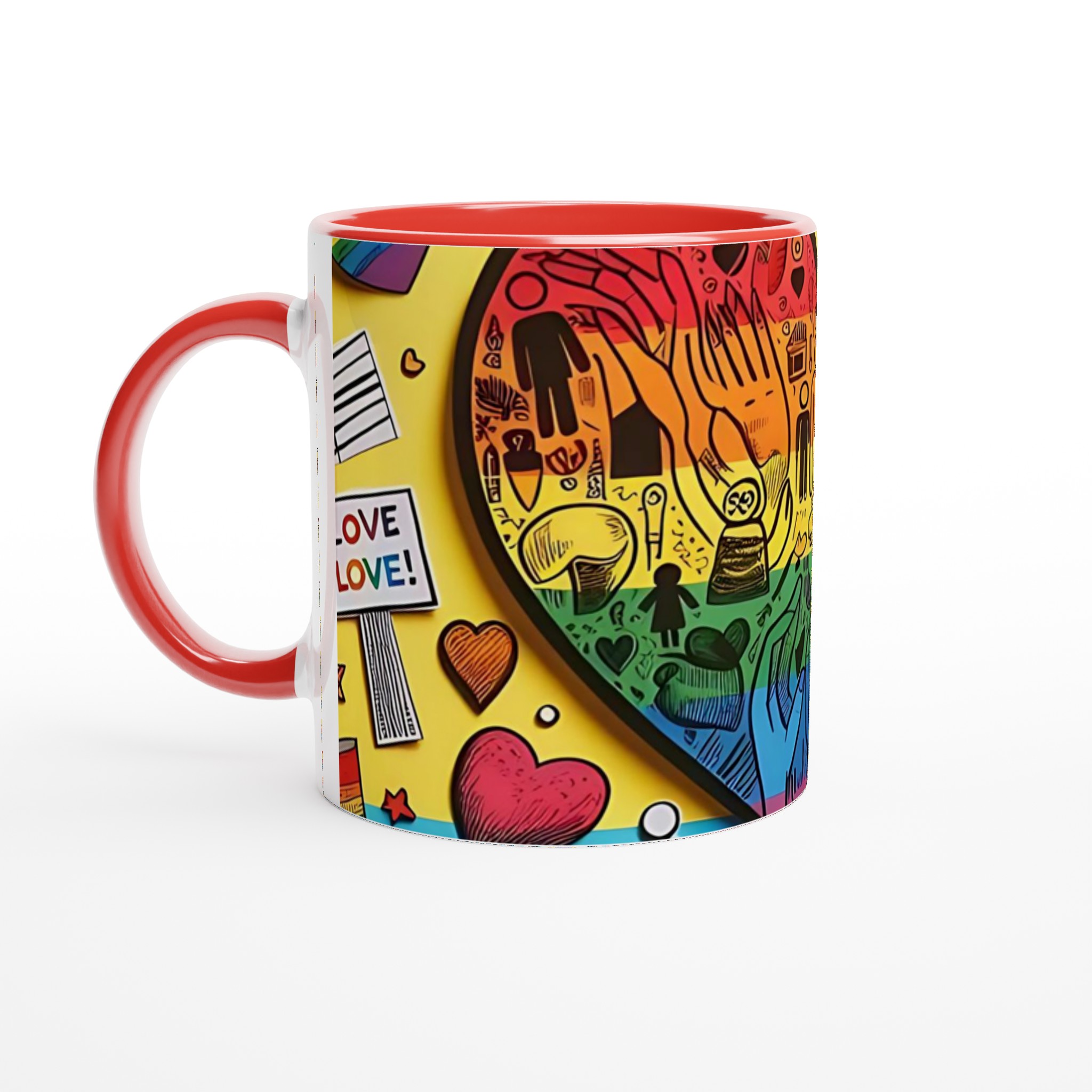 Färgstark 11oz keramisk mugg med regnbågshjärta – välj din favoritfärg för kissar som älskar kärlek 5 081ee105-73d6-479b-b55d-6b746312b920