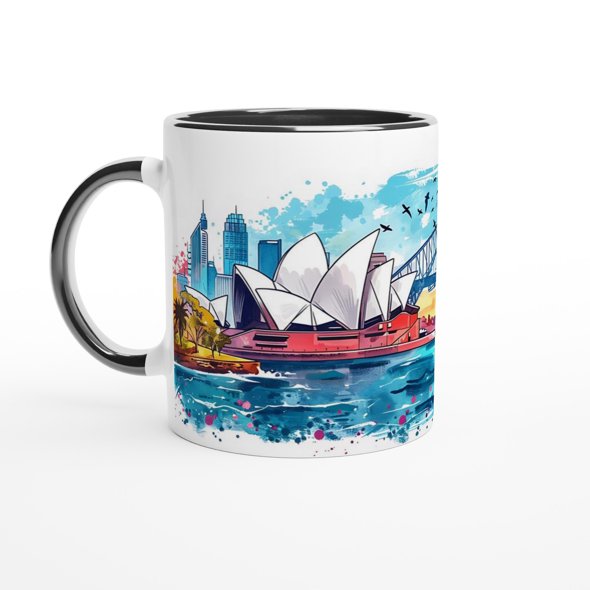 Sydney Skyline Akvarell Kaffemugg - En färgstark hyllning till Australien i ditt val av sju nyanser 4 08324252-4e05-456c-a54a-2d9085c4951a