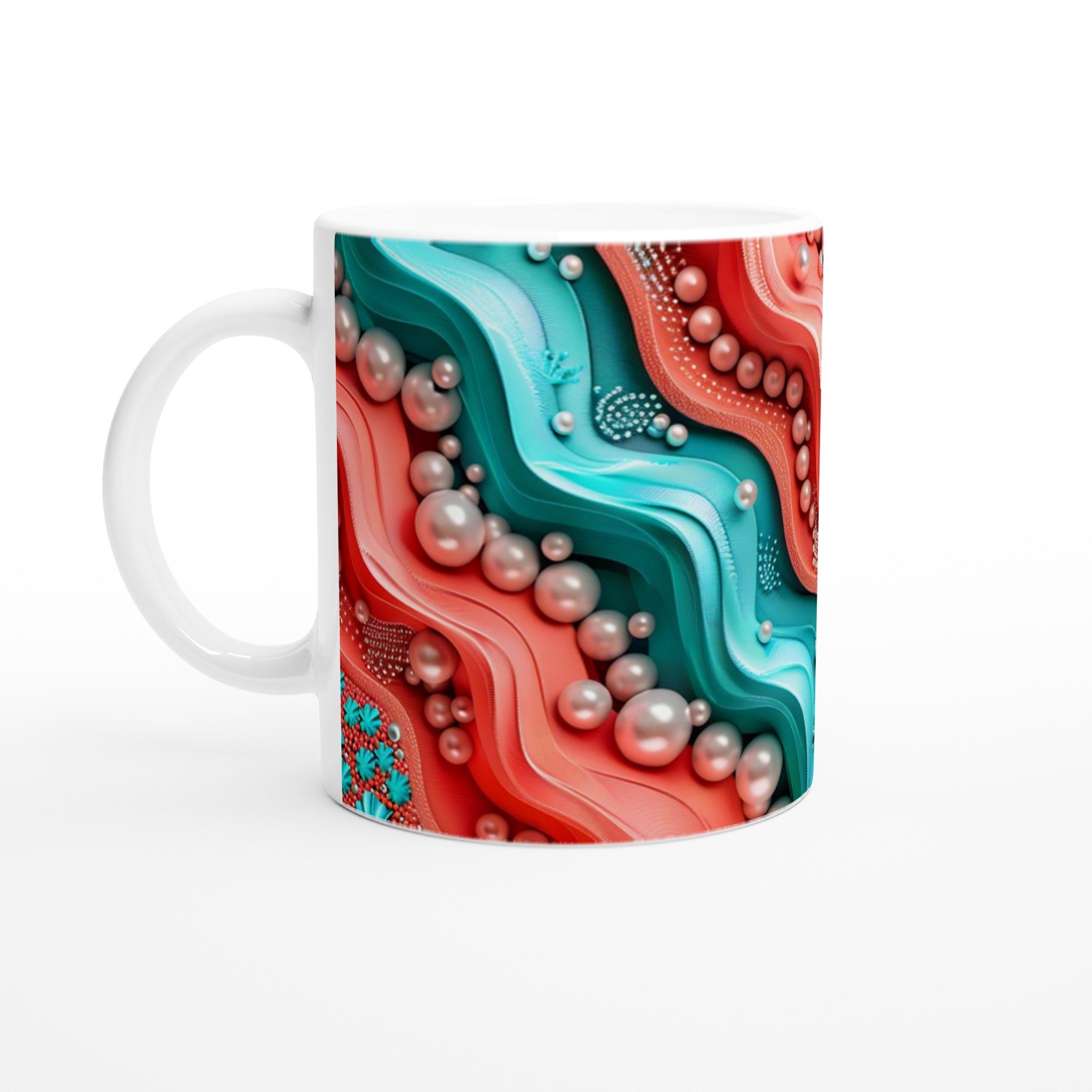 Vit 11oz Keramisk Mugg med Abstrakt Vågmönster i Livfulla Färger – Välj Bland Sju Eleganta Färgalternativ 1 08808928-6e66-4de6-bcce-cbdd1c9f7855