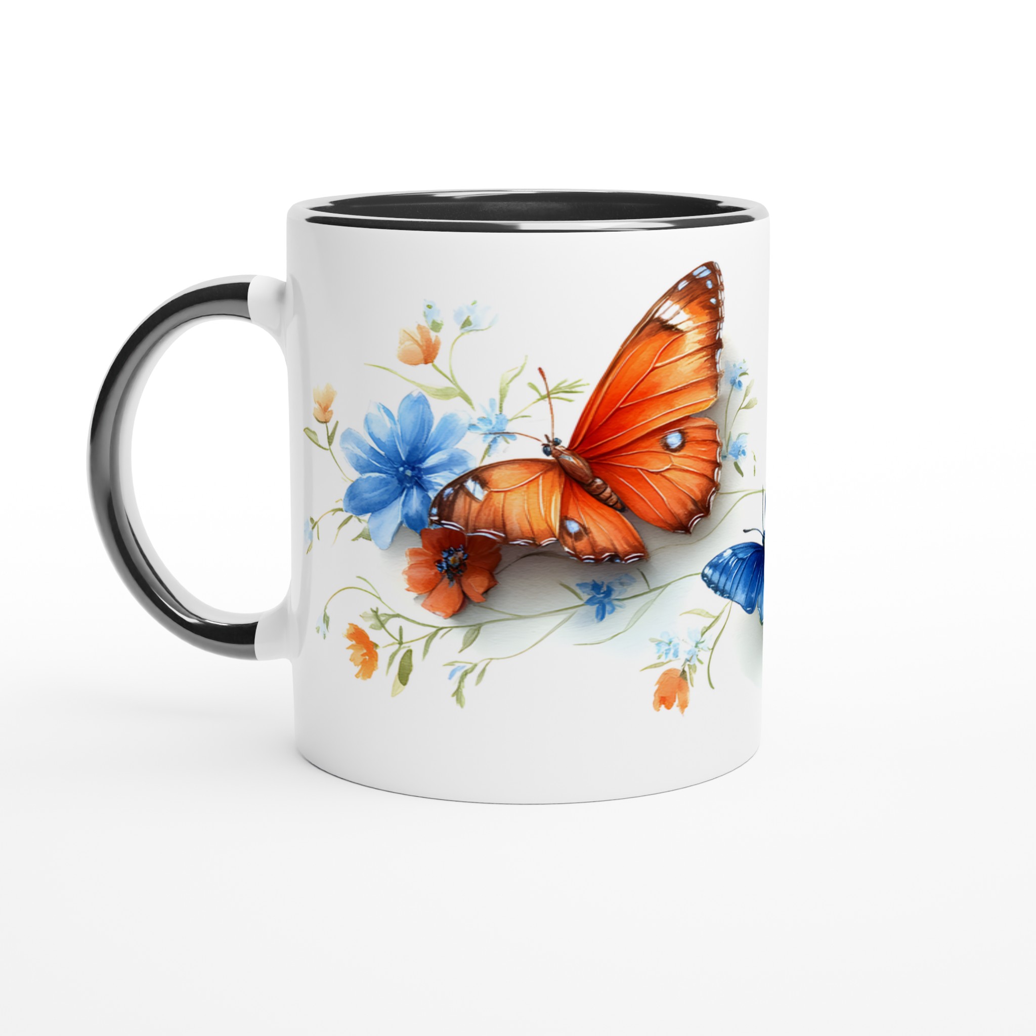 Fjärilsdröm Keramisk Mugg - Akvarellblommor & Fjärilar i Klara Färger, Välj bland Flera Livfulla Nyanser 4 08cb34ec-fb00-4195-ae58-abdaacf1d383