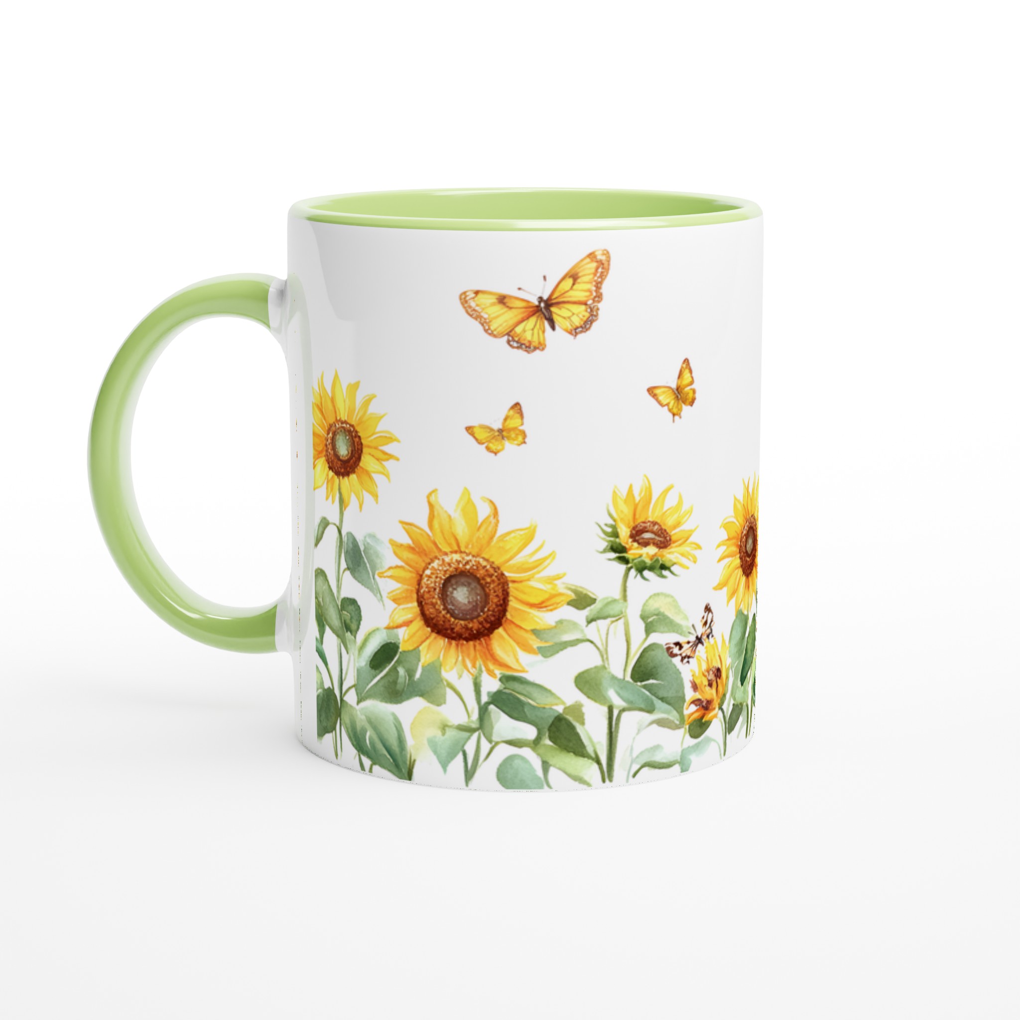 Solros- och fjärilsmugg – Keramisk 11oz kaffemugg i ditt val av 7 färger 7 08d05378-e45e-4d7d-93e4-babcabe336d2