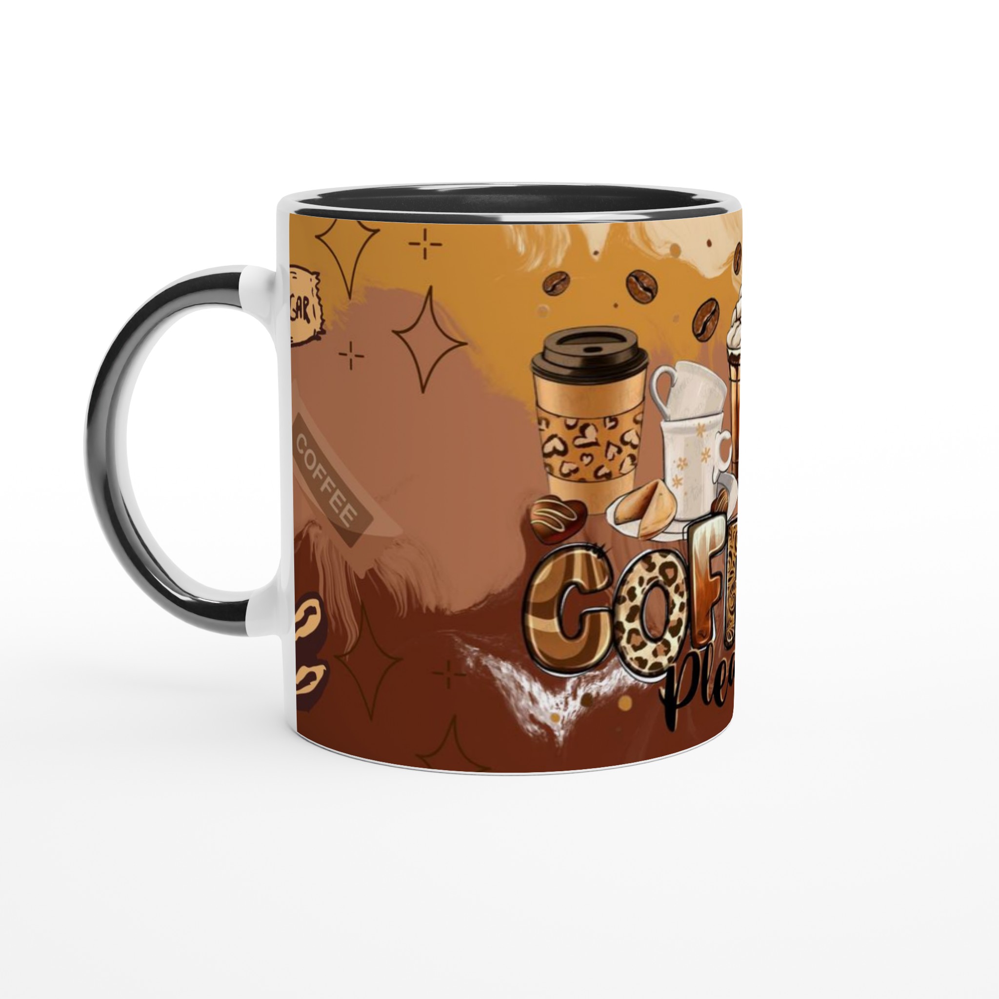 Vit 11oz keramisk mugg med kaffeglädje i varma jordnära toner 4 08d69221-674d-4329-9385-499d236858f3