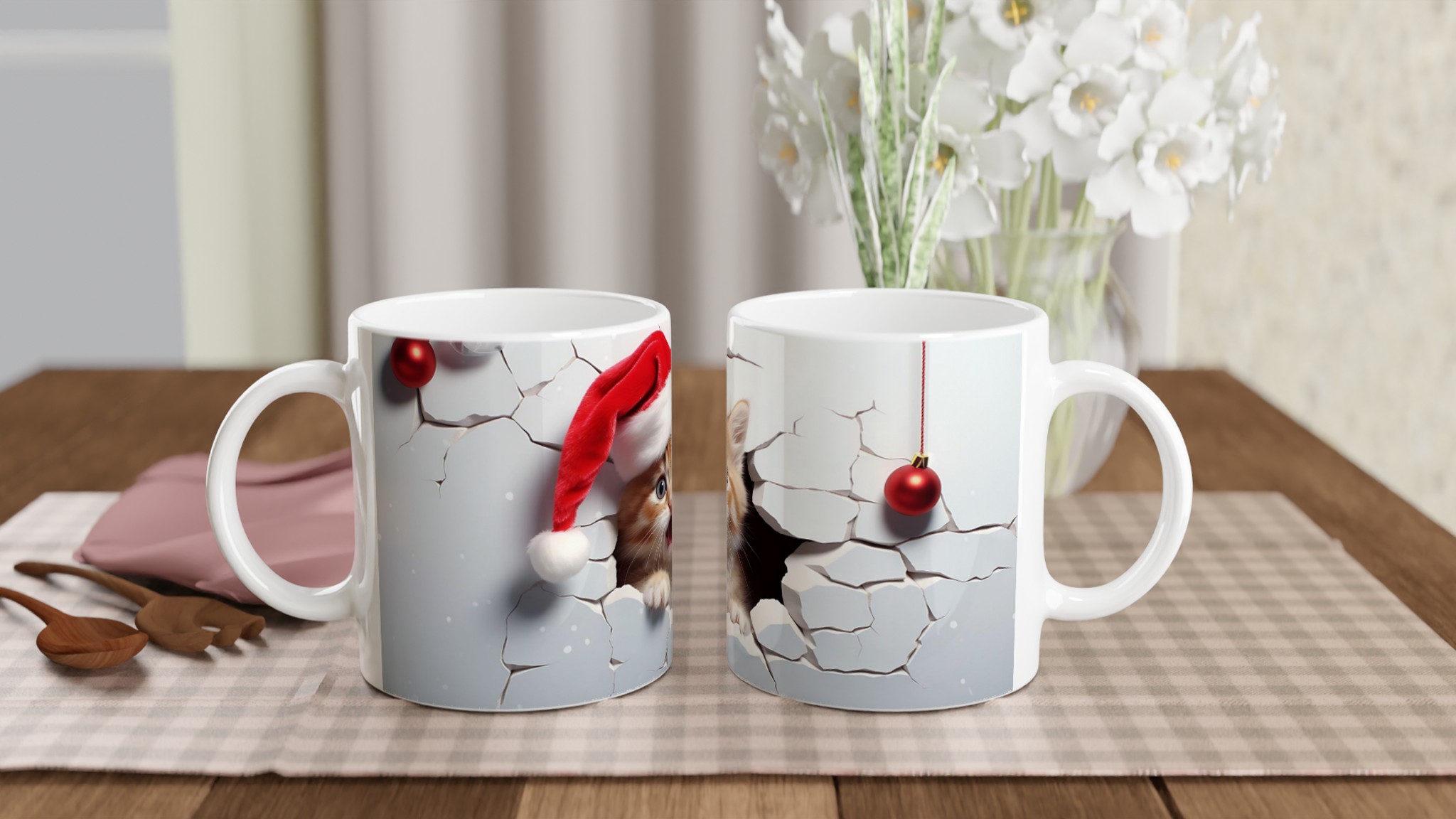 Söt Kattunge i Tomteluva Keramikmugg - 11oz Julmugg för Kaffe & Te i Flera Färger 10 0933fdfc-30b4-453e-afbc-493be01d5ab4