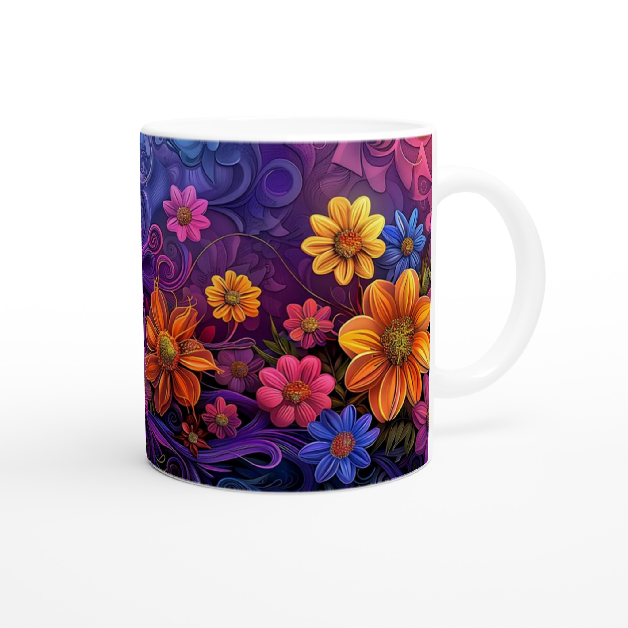 Färgexplosion: Konstnärlig Blommig Keramikmugg - 11oz, Välj Din Favoritfärg! 9 0935d2c3-5f35-4264-8654-06f66d0621bd