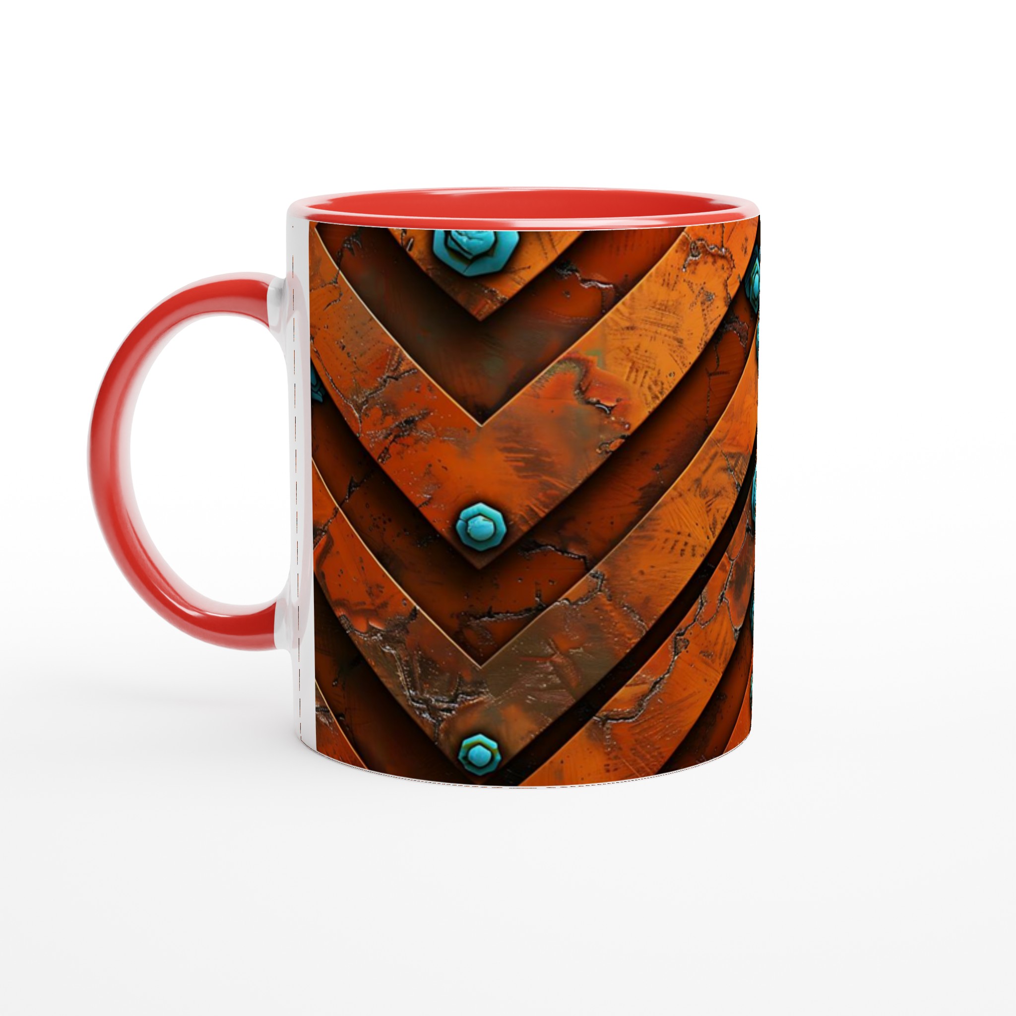 Vit 11oz keramisk mugg med rustik orange & turkos design – välj din favoritfärg 5 093a198d-9fb1-4839-bb8c-9da56f98a063
