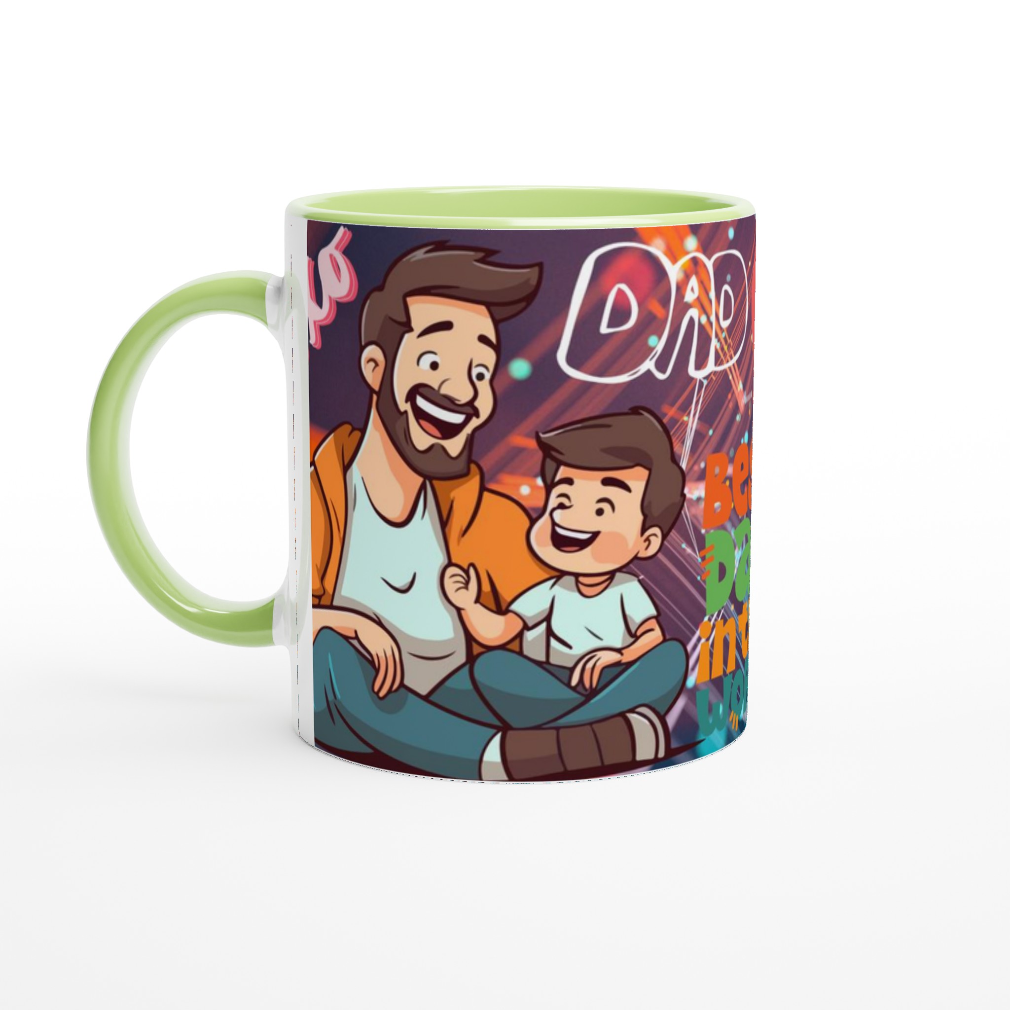 Vit 11oz keramisk mugg – hylla världens bästa pappa med charmiga färger 7 093c57e4-24ad-468e-b167-7eb6a029c281