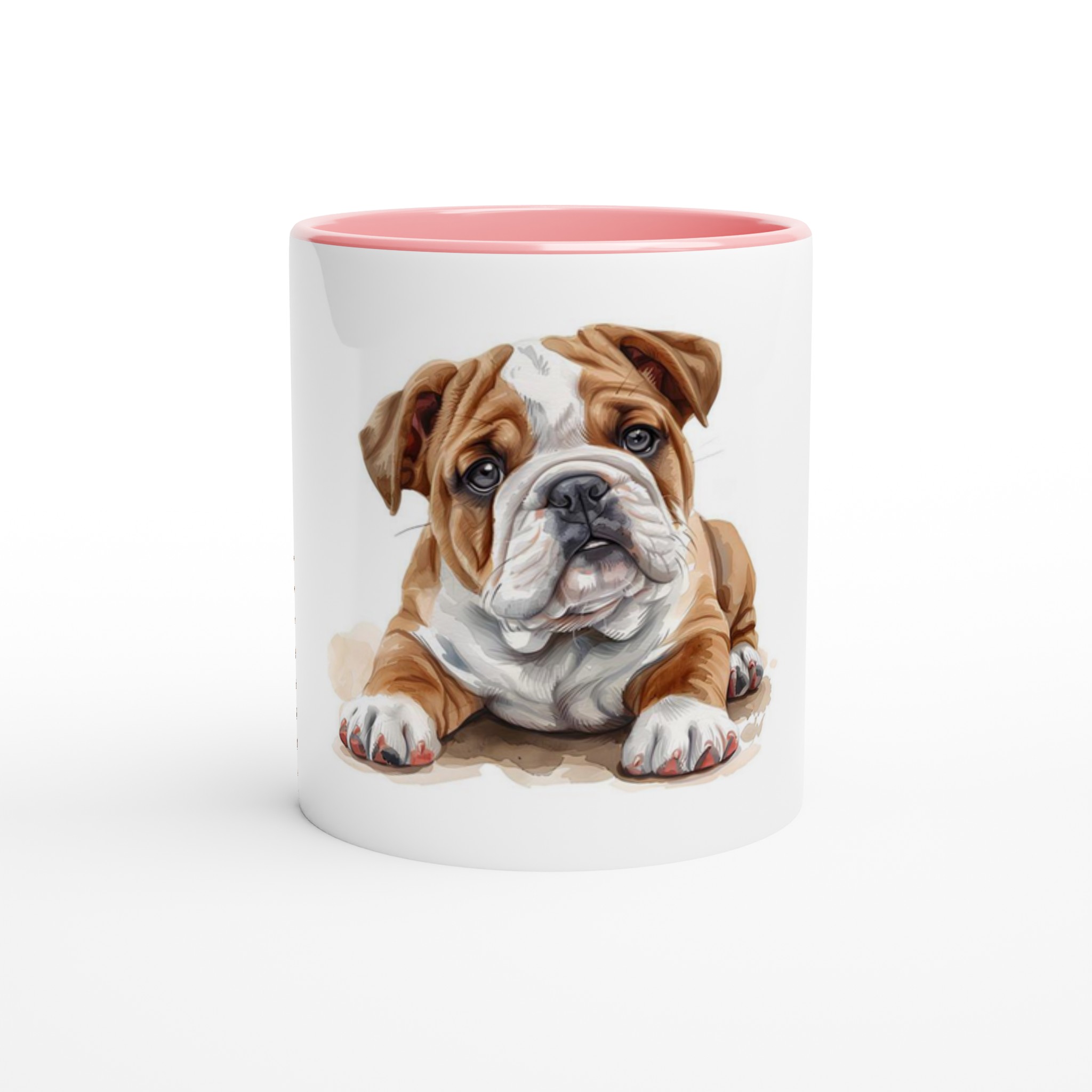 Kärleksfull Bulldog Valp Akvarell Mugg - 11oz Keramisk Kaffekopp i ditt val av sex levande färger 3 099aec69-4ade-4434-a582-78b50196d5b1